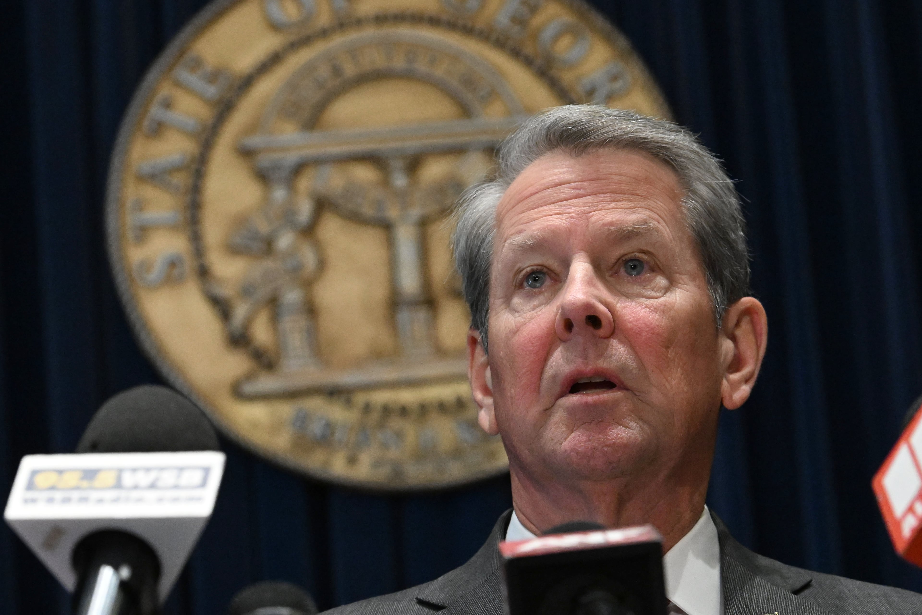 Gov. Brian Kemp speaks before signing the state budget on Tuesday. (Hyosub Shin/AJC)