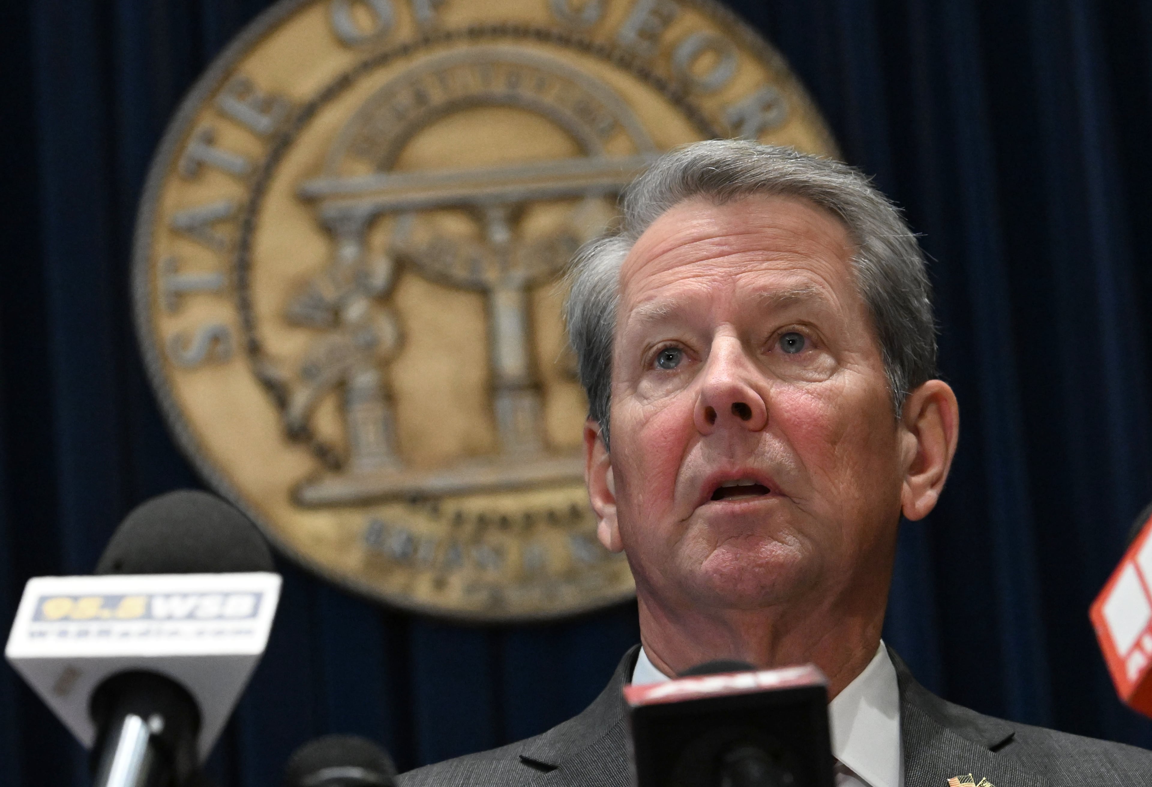 Gov. Brian Kemp speaks before signing the state's new budget at the Georgia state Capitol on Tuesday. (Hyosub Shin/AJC)