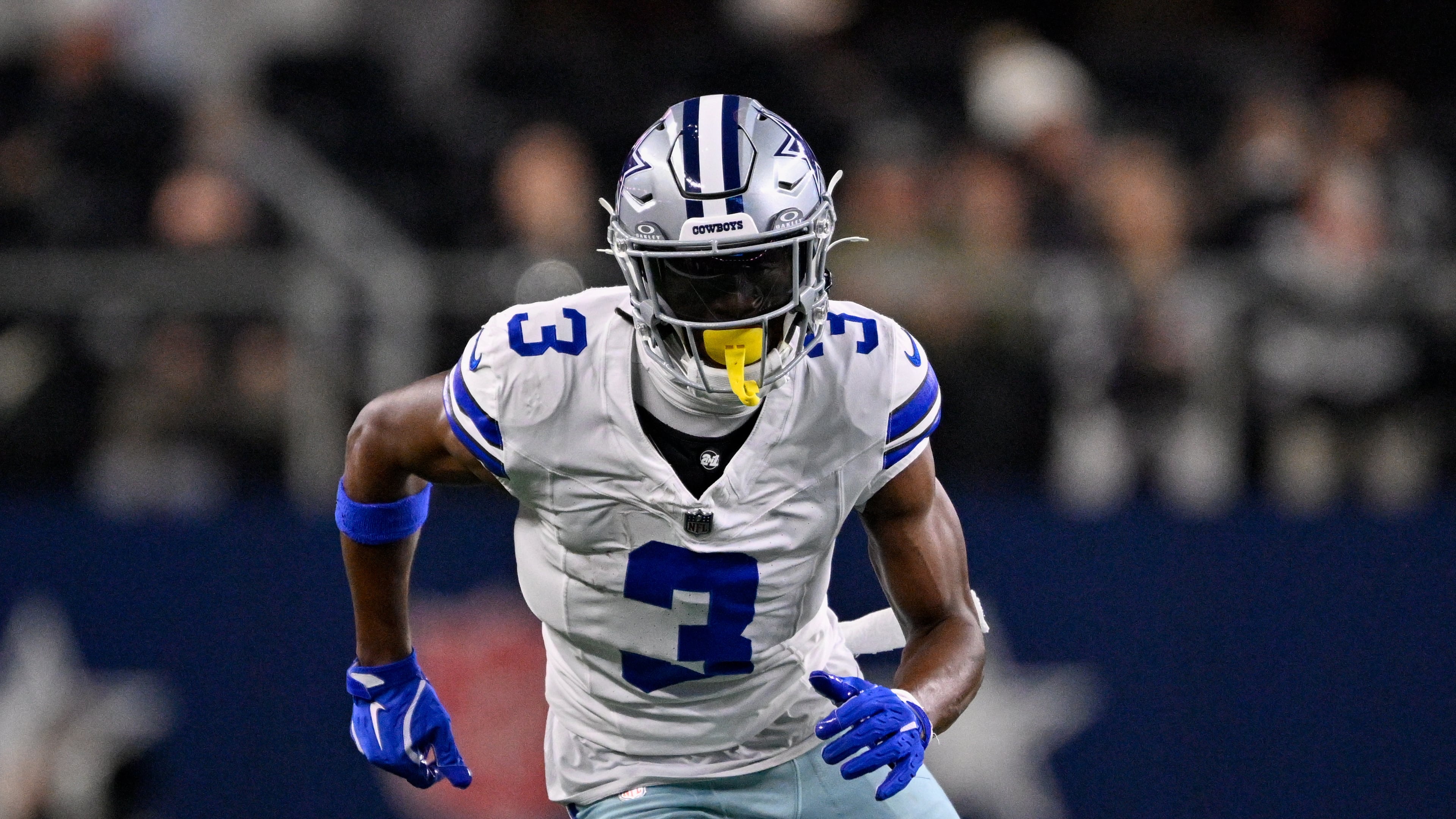 FILE - Dallas Cowboys wide receiver George Pickens (3) runs a route during an NFL football game between the Dallas Cowboys and the Minnesota Vikings, Dec. 14, 2025, in Arlington, Texas. (AP Photo/Jerome Miron, File)