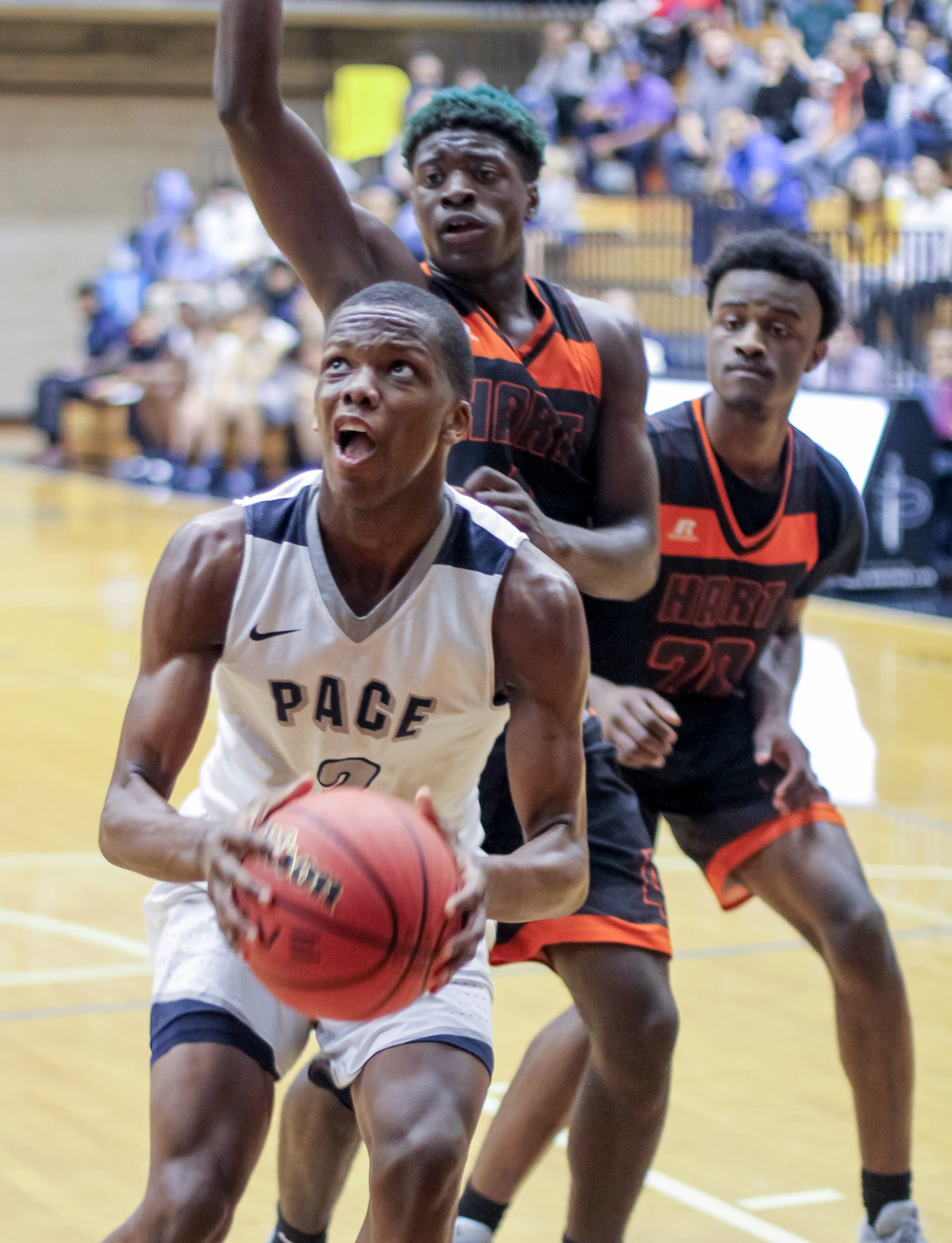 Pace Academy High School player Madison Durr looks to the basket during the Pace Knights game against Hart County High School Saturday, February 16, 2019. STEVE SCHAEFER / SPECIAL TO THE AJC