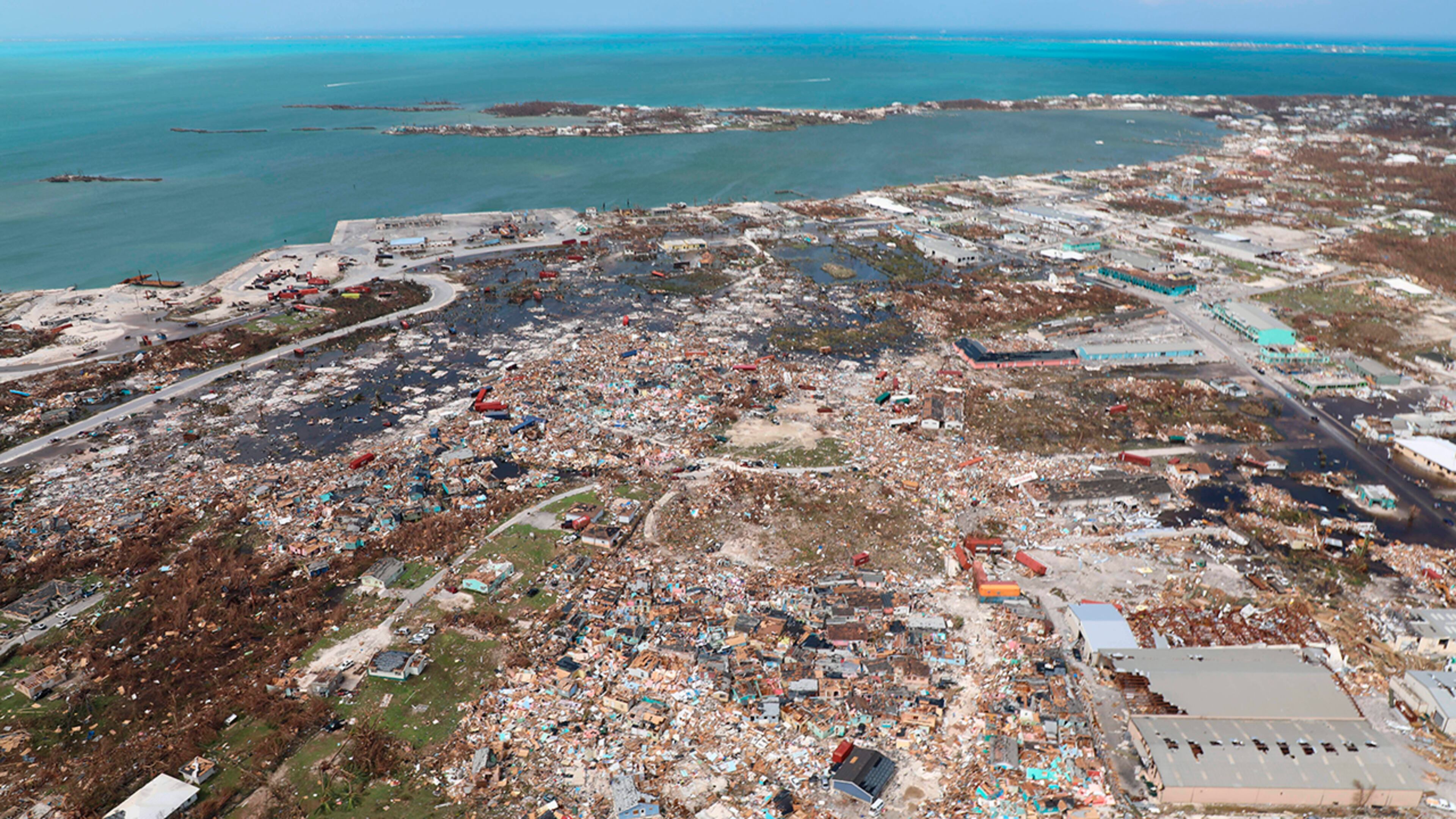 The destruction caused by Hurricane Dorian is seen from the air, in Marsh Harbor, Abaco Island, Bahamas, Wednesday, Sept. 4, 2019. The death toll from Hurricane Dorian has climbed to 20. Bahamian Health Minister Duane Sands released the figure Wednesday evening and warned that more fatalities were likely. (AP Photo/Gonzalo Gaudenzi)