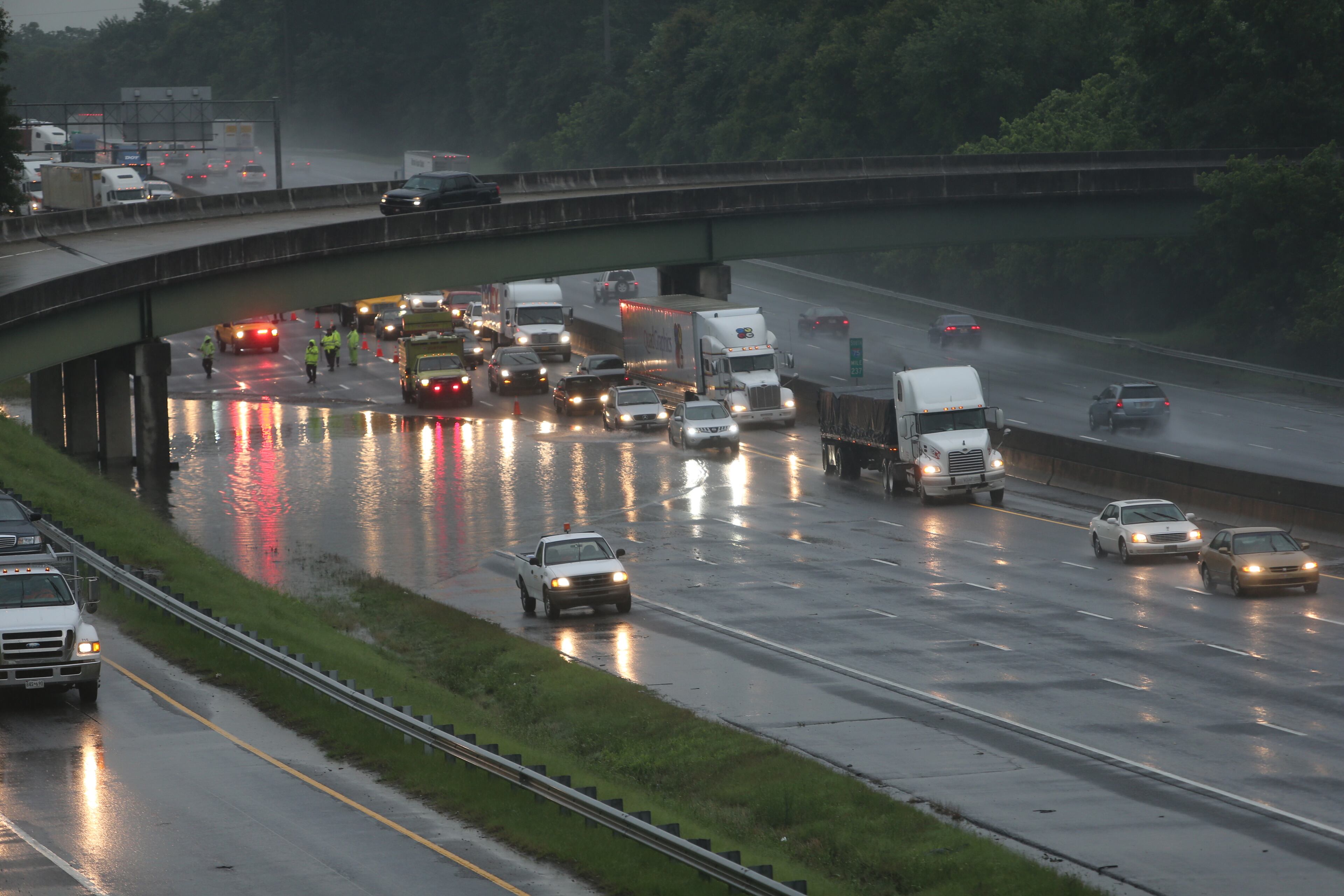 There were numerous reports of trees down and roads flooded, including I-75 at Forest Parkway.
