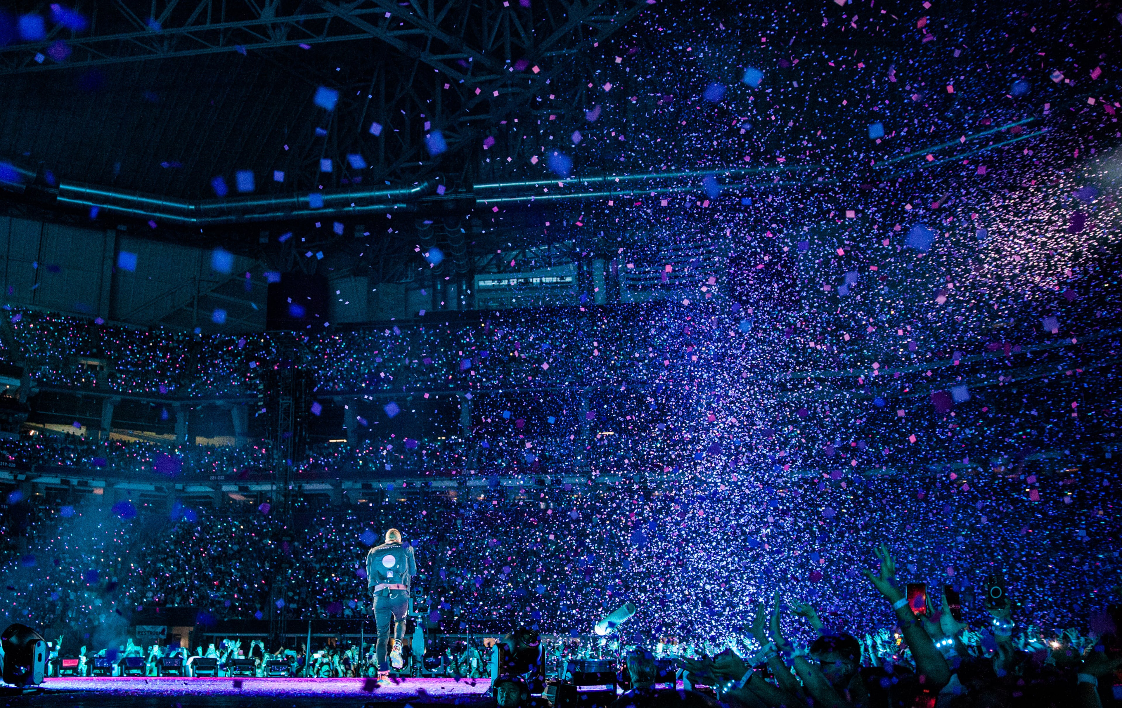 Coldplay brought its Music of the Spheres World Tour to Mercedes-Benz Stadium in Atlanta on Saturday night, June 11, 2022. Every aluminum bottle and can that was recycled at the show will help the venue's program to build the next “Recycle for Good” home in Atlanta. (Ryan Fleisher for The Atlanta Journal-Constitution)