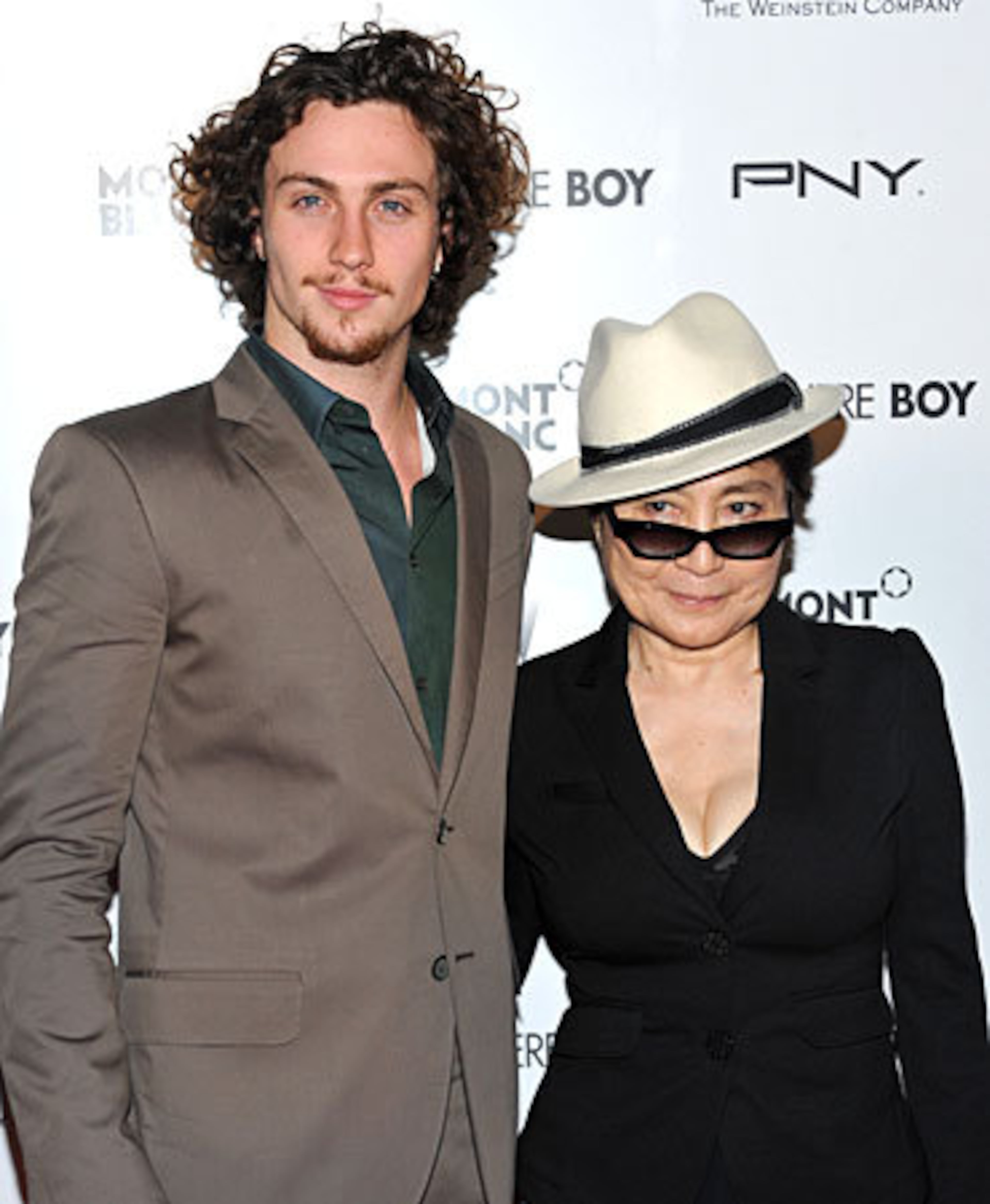 Actor Aaron Johnson, left, and Yoko Ono attend the premiere of 'Nowhere Boy' at the Tribeca Performing Arts Center on Tuesday, Sept. 21, 2010 in New York. Johnson plays John Lennon in the film.