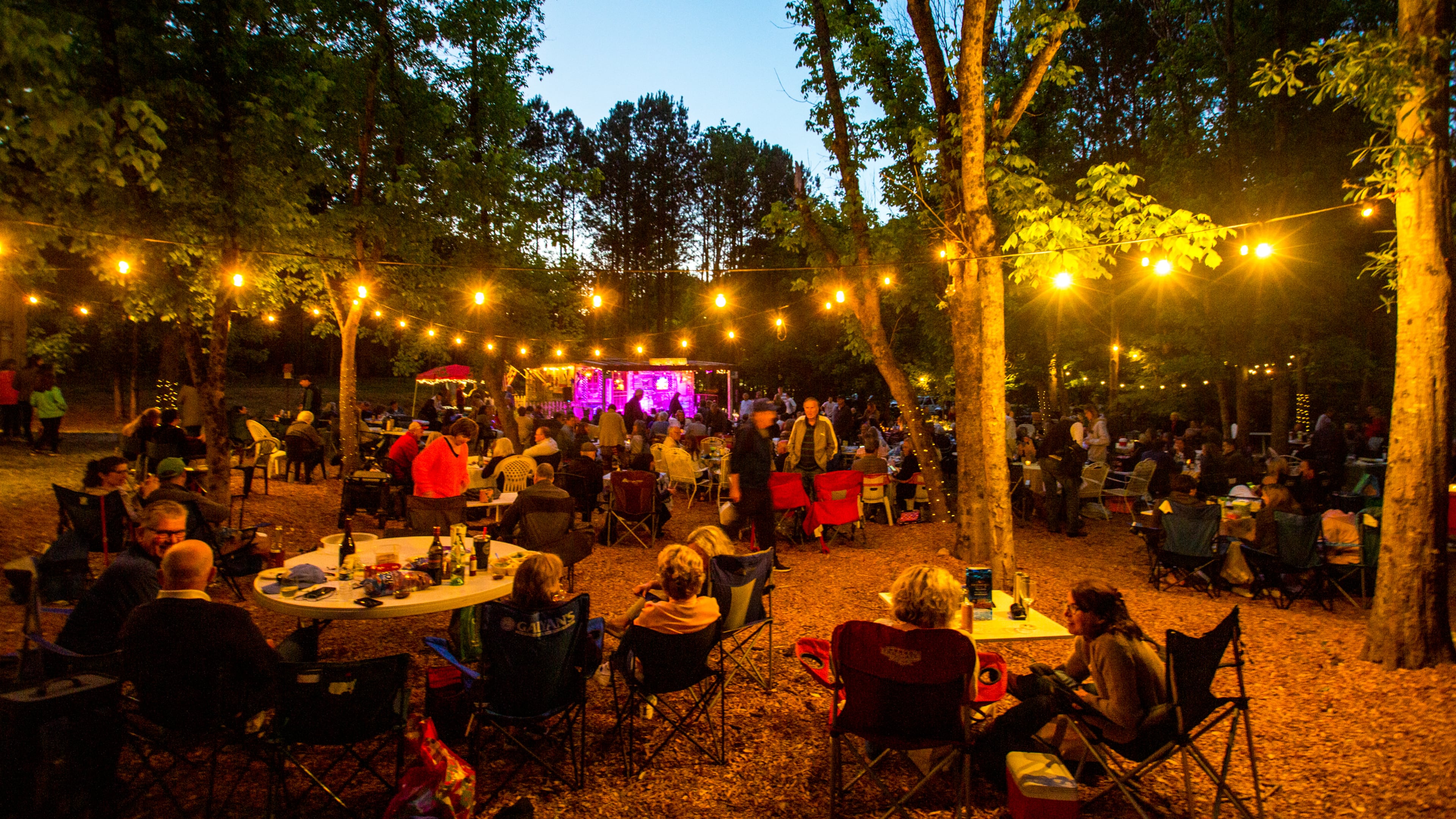 Matilda’s Under the Pines in Milton offers live music in an outdoor setting that allows guests to bring their own wine, candles, flowers and food. Contributed by Jenni Girtman for The Atlanta Journal-Constitution