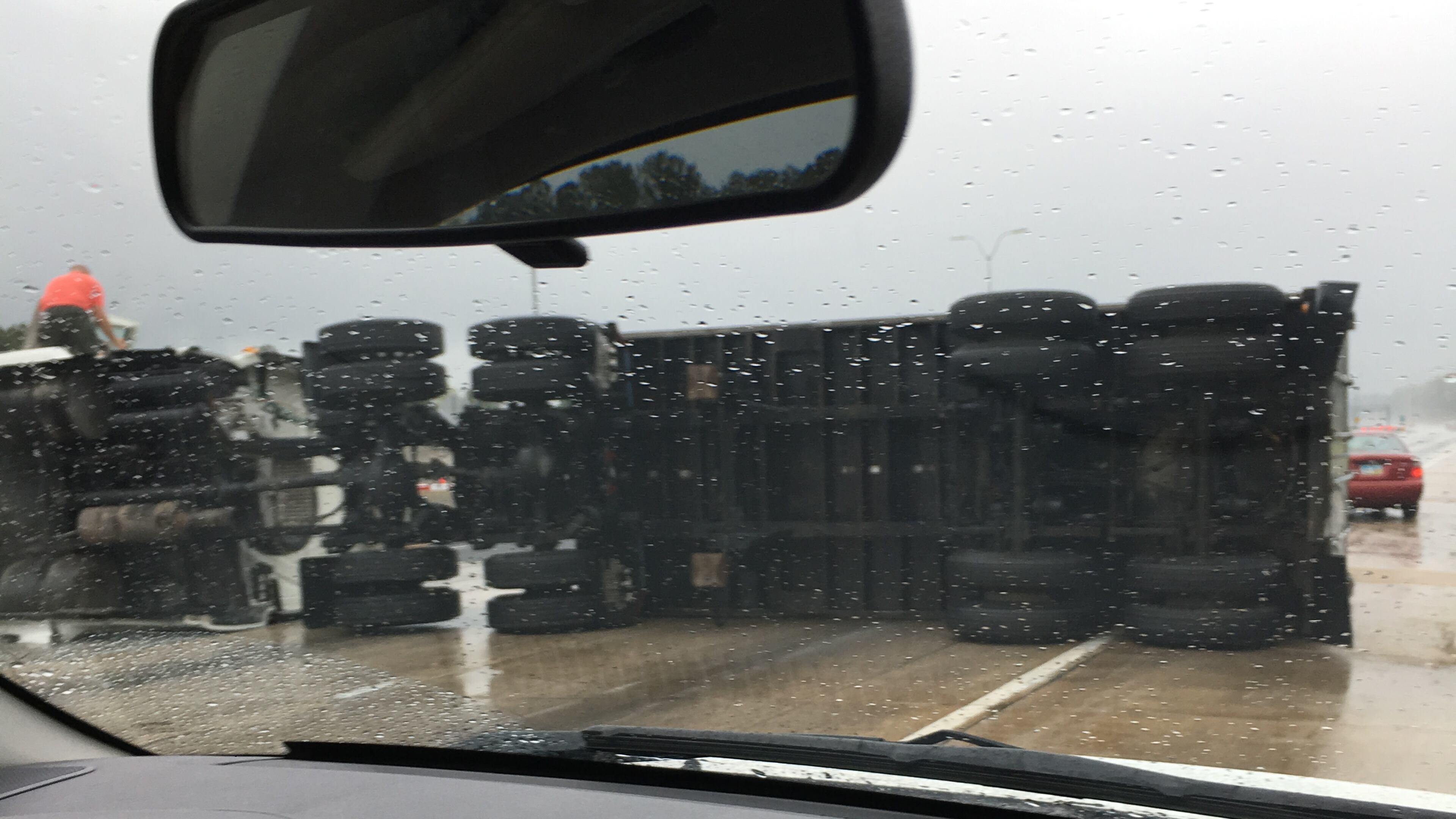 A wreck shut down I-75 South at I-675 Monday in Henry County. (Credit: Paul Hosford via Channel 2 Action News)