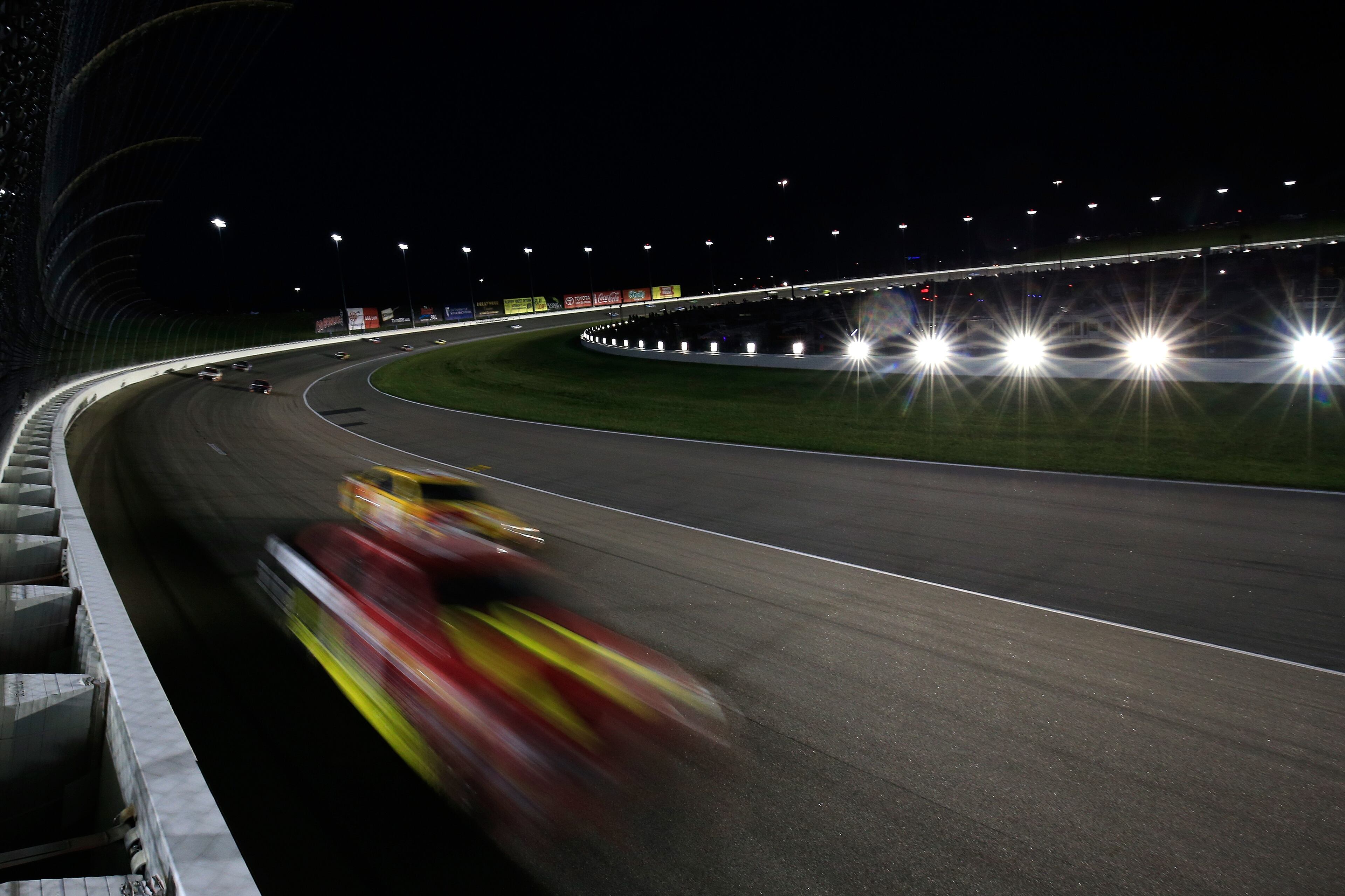 KANSAS CITY, KS - MAY 13: Jamie McMurray, driver of the #1 McDonald's Chevrolet, leads a pack of cars during the Monster Energy NASCAR Cup Series Go Bowling 400 at Kansas Speedway on May 13, 2017 in Kansas City, Kansas. (Photo by Chris Trotman/Getty Images)