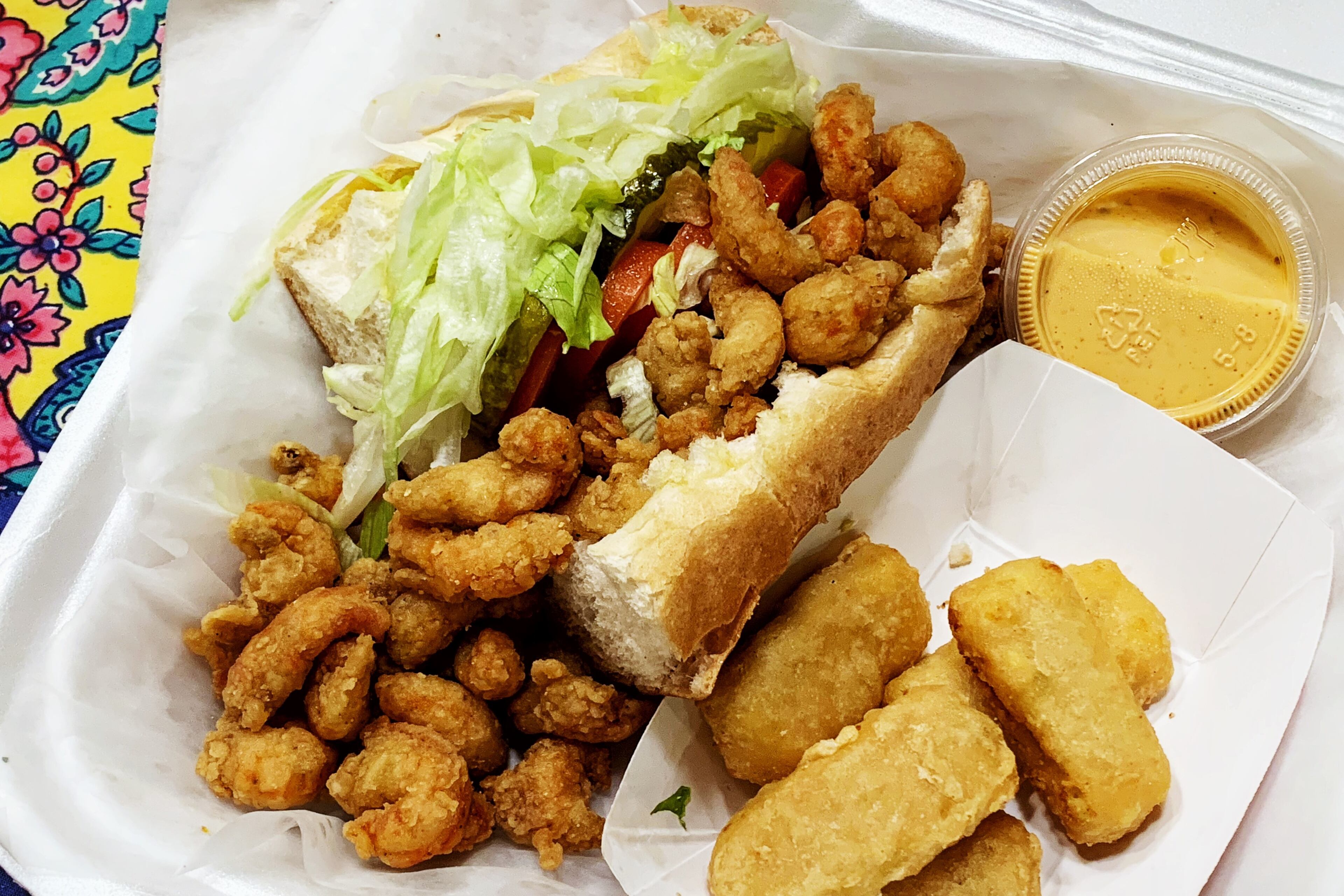 The Crawfish Po'boy from Crawfish Shack on Buford Highway. Henri Hollis for The Atlanta Journal-Constitution.