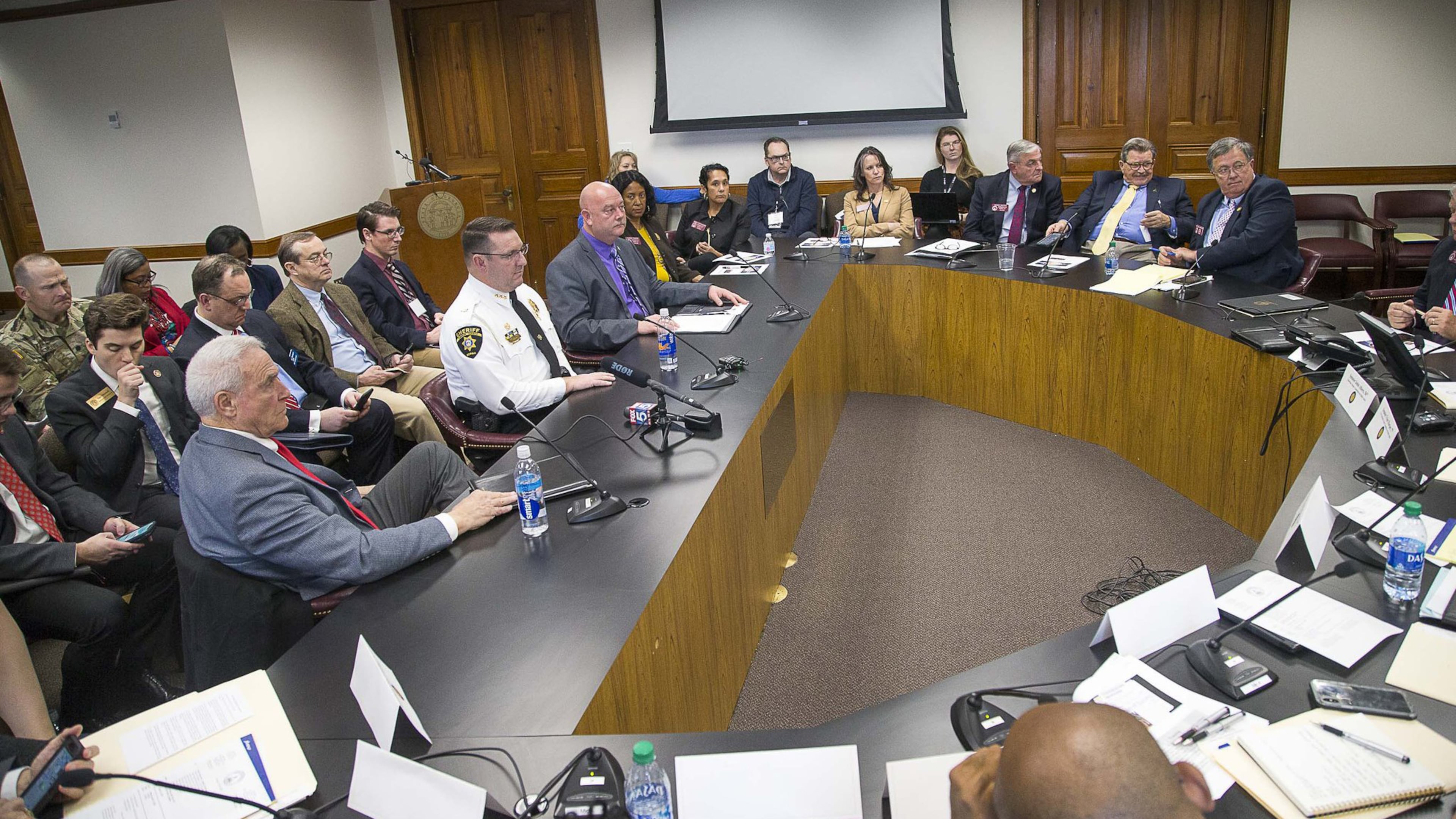 Members of the Georgia House and Senate public safety committees hold a joint meeting at the Georgia State Capitol building in Atlanta on Monday, January 27, 2020. (ALYSSA POINTER/ALYSSA.POINTER@AJC.COM)