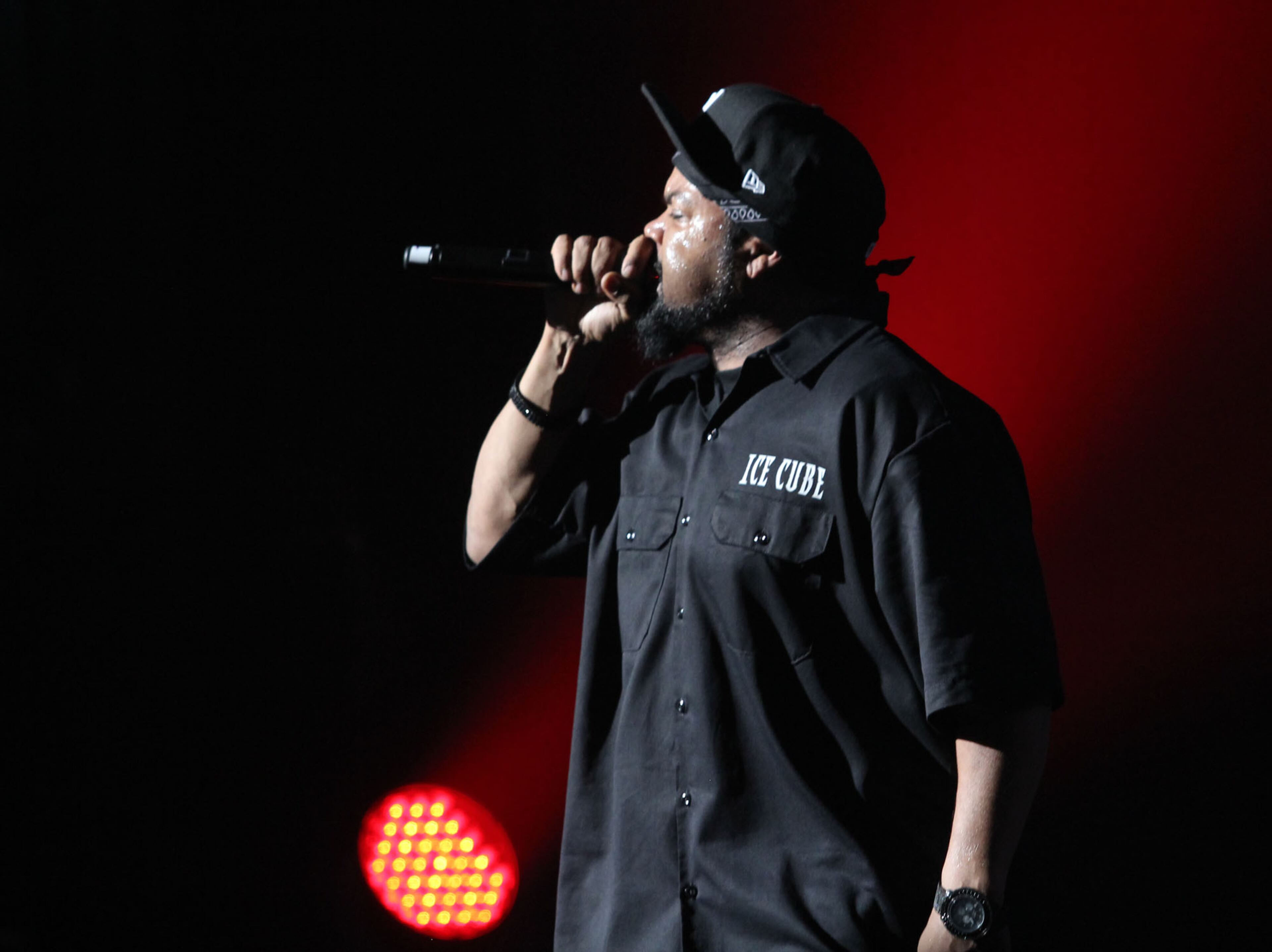 Ice Cube, one of the pioneers of West Coast gangsta rap, brings back the old-school with hits such as ""Check Yo Self," It Was A Good Day," and nods to his N.W.A origins, "Straight Outta Compton," during the Kings of the MIC Tour at the Fox Theatre in Atlanta Tuesday, June 4, 2013.