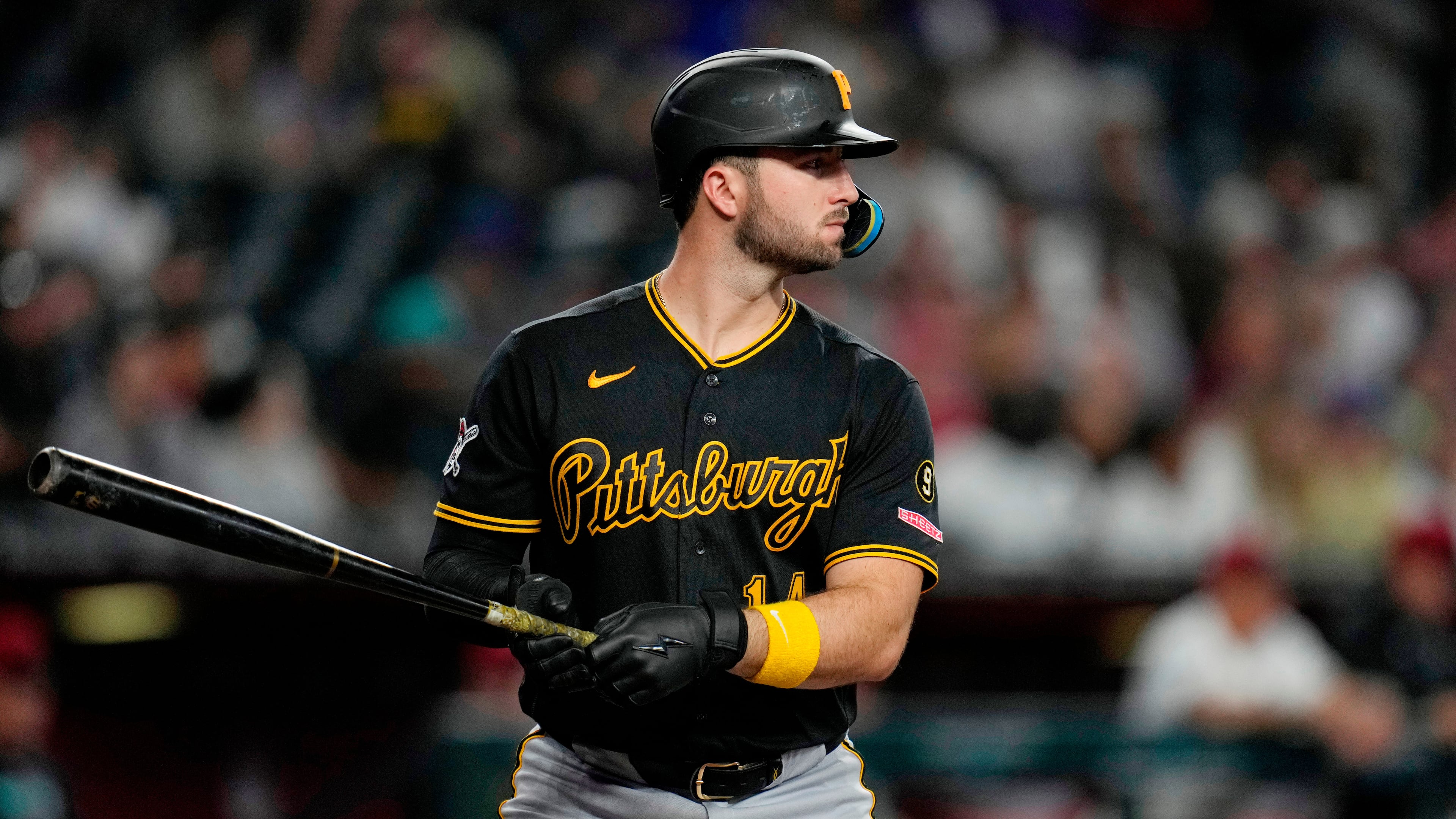 Pittsburgh Pirates' Joey Bart steps in to bat against the Arizona Diamondbacks during the sixth inning of a baseball game, May 7, 2026, in Phoenix. (Ross D. Franklin/AP)