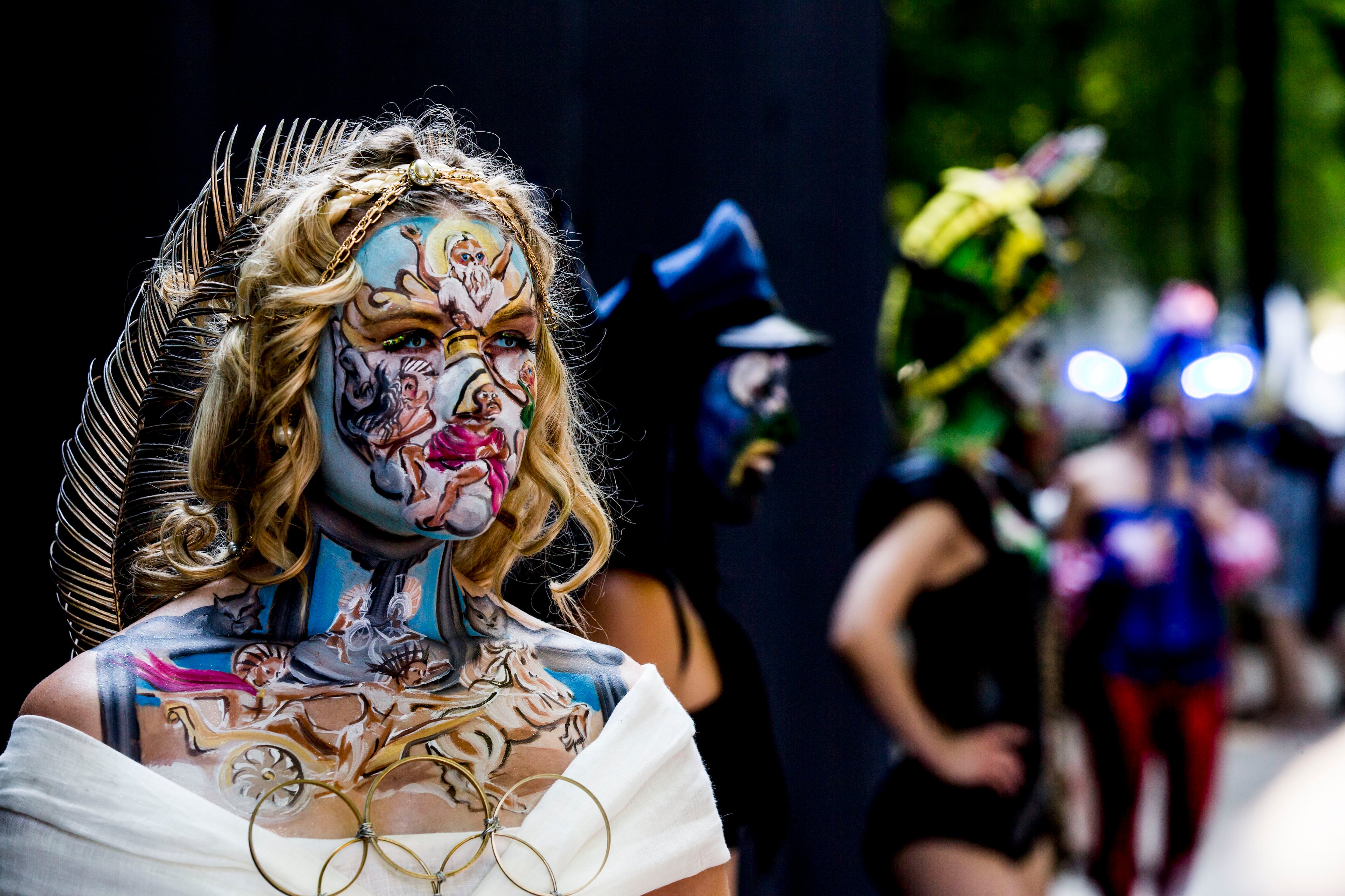 POERTSCHACH AM WOERTHERSEE, AUSTRIA - JULY 04: A model poses for a picture during the World Bodypainting Festival 2015 on July 4, 2015 in Poertschach am Woerthersee, Austria. (Photo by Jan Hetfleisch/Getty Images)
