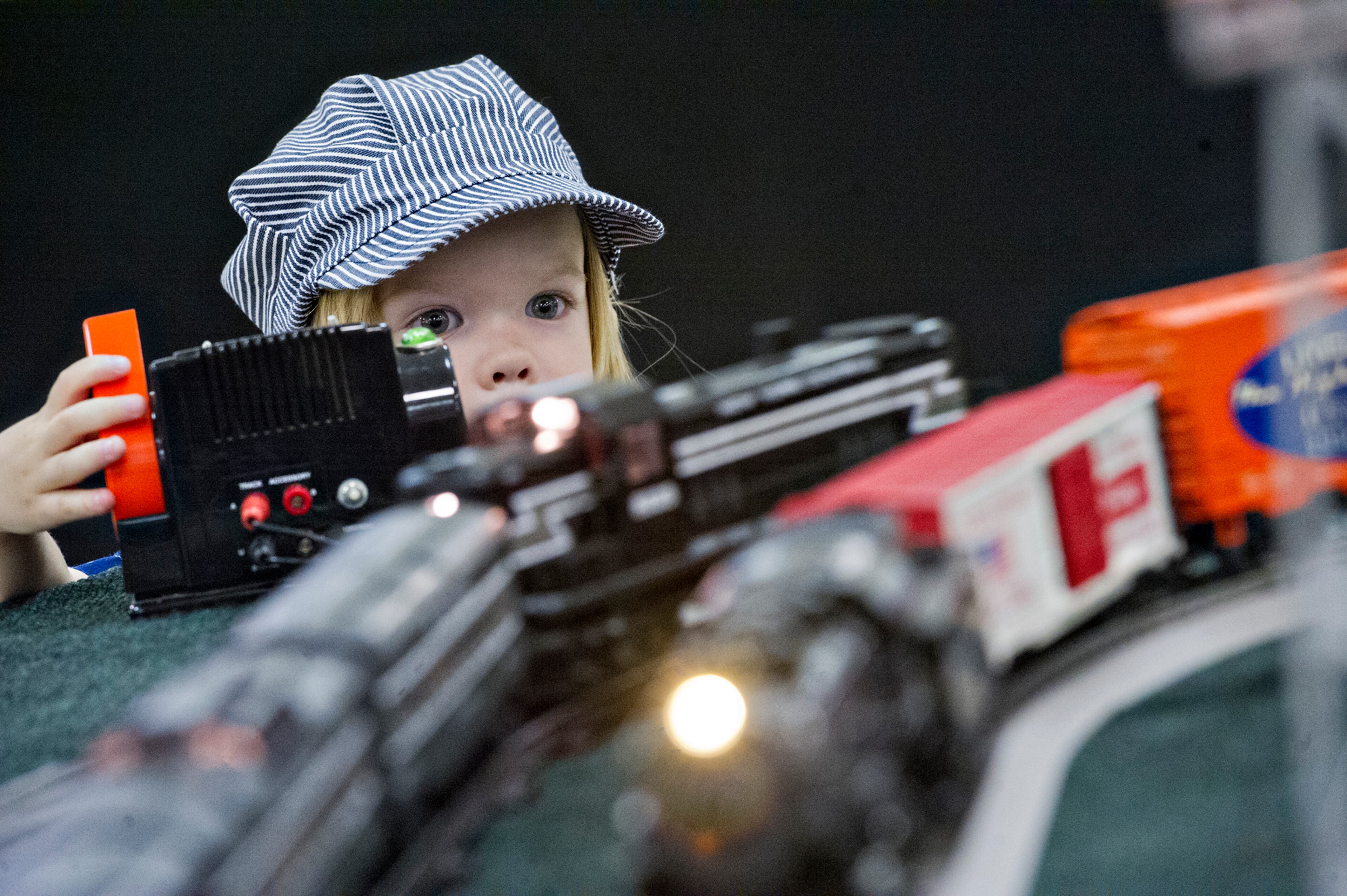 Eliot Mohalski operates a model train during the 47th Atlanta Model Train and Railroadiana Show and Sale at the North Atlanta Trade Center in Norcross on Saturday, August 9, 2014. The show featured over 300 tables representing dealers from all over the nation showing railroad model items in all gauges as well as railroad antiques. JONATHAN PHILLIPS / SPECIAL