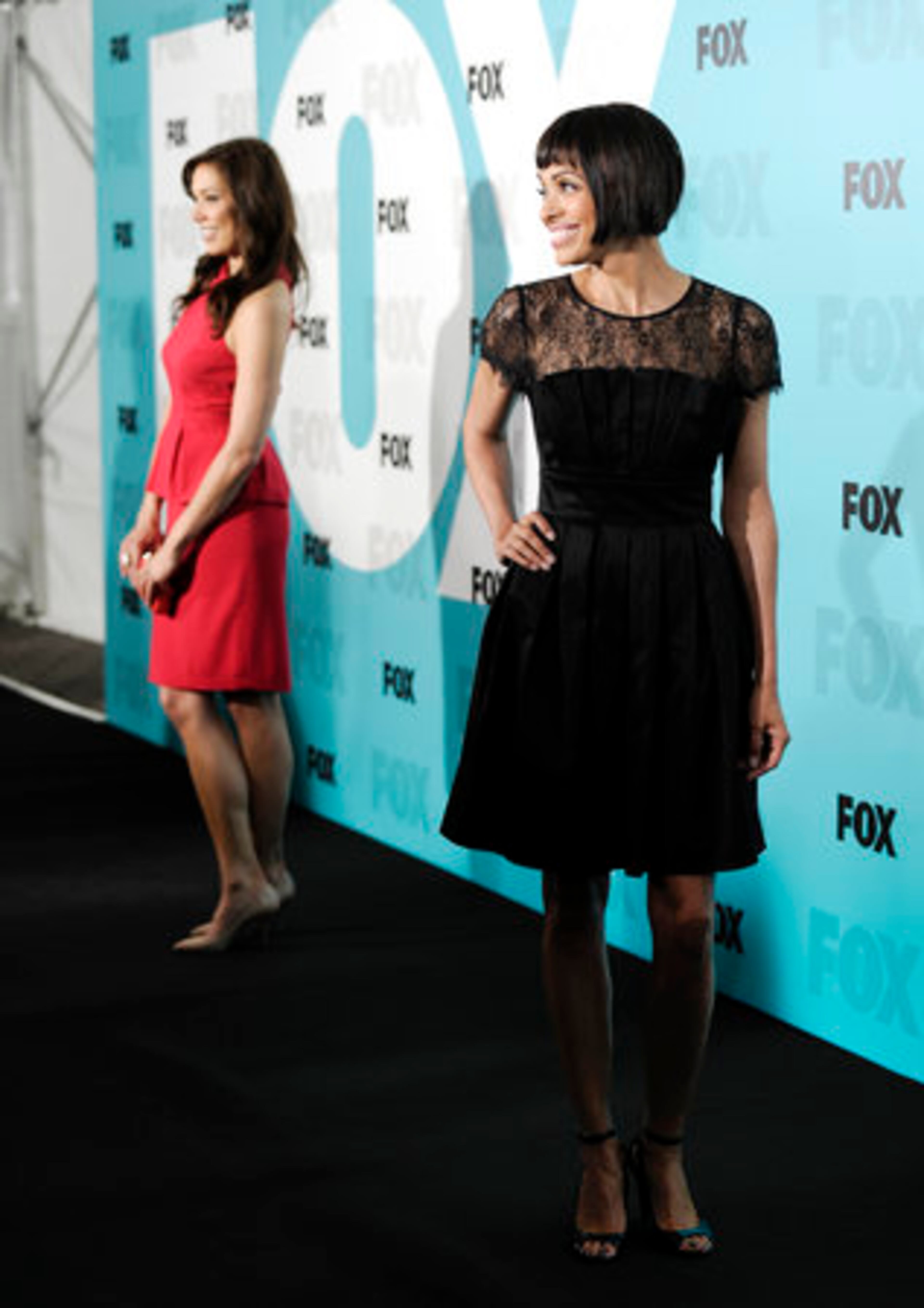 Actresses Michaela Conlin, left, and Tamara Taylor from 'Bones' attend the FOX network upfront presentation party at Wollman Rink, Monday, May 14, 2012 in New York.