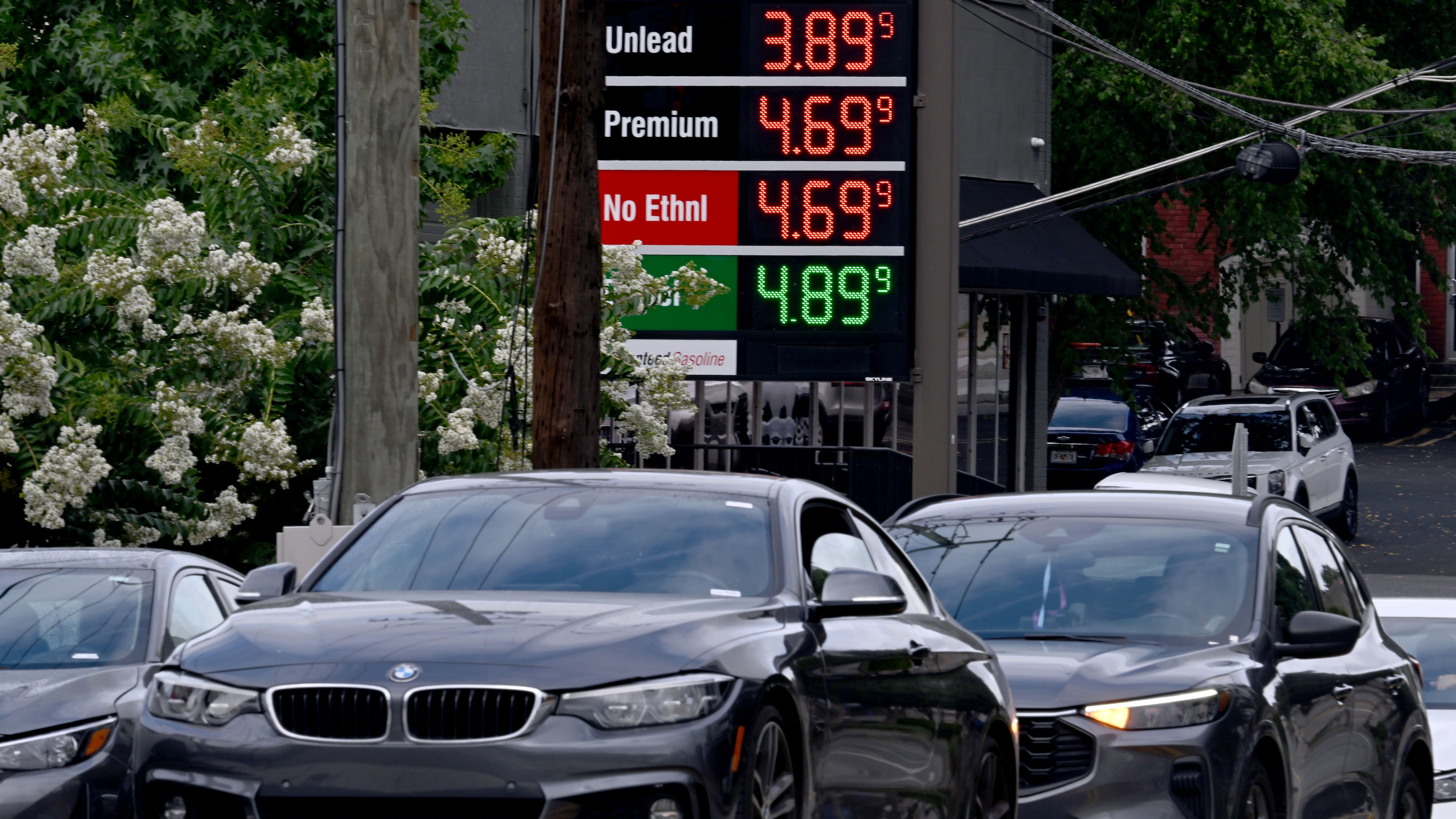 Gas prices are displayed at a QuikTrip station on Northside Drive on Tuesday, July 14, 2026, in Atlanta. (Hyosub Shin/AJC)