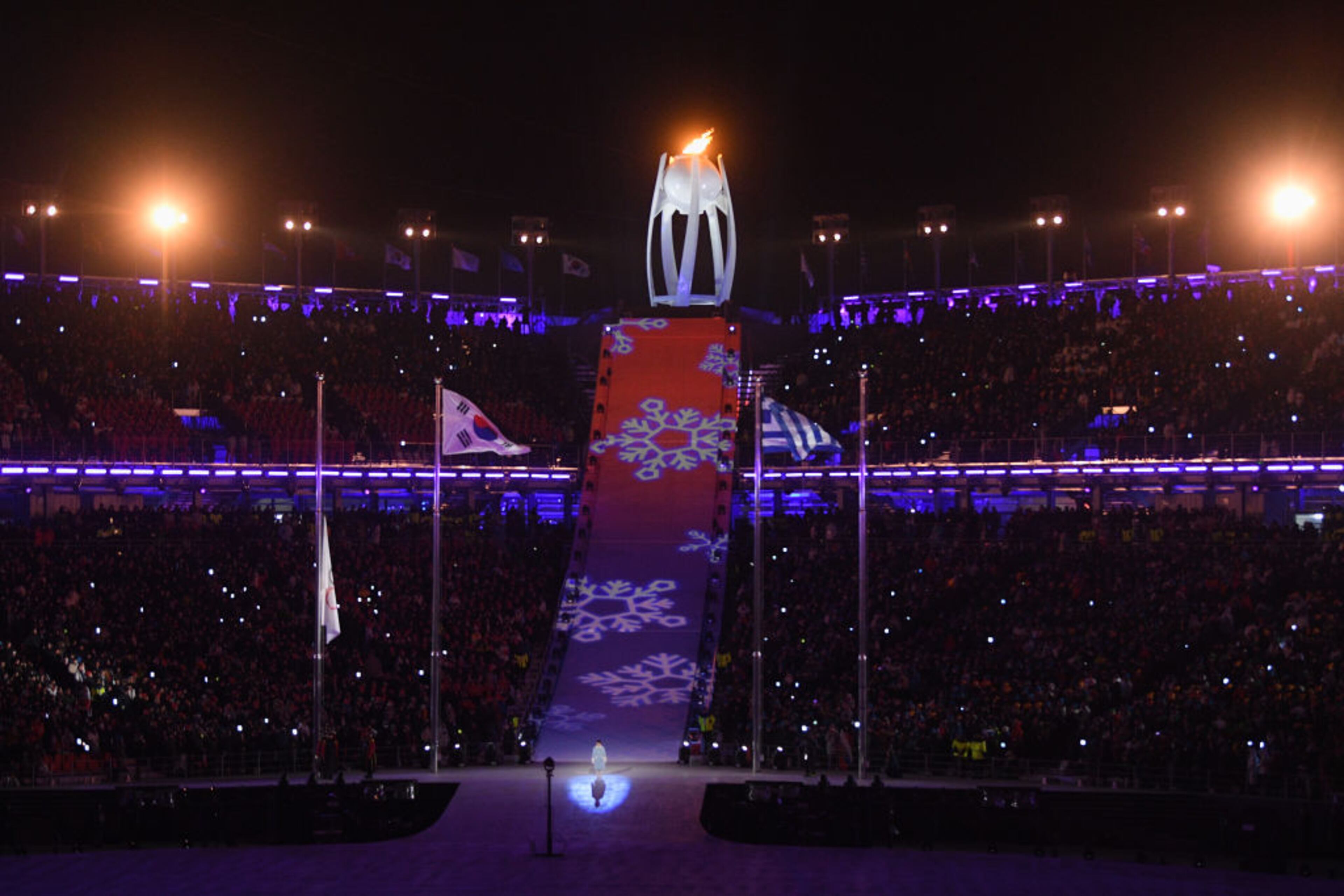 PYEONGCHANG-GUN, SOUTH KOREA - FEBRUARY 25: Entertainers perform during the Closing Ceremony of the PyeongChang 2018 Winter Olympic Games at PyeongChang Olympic Stadium on February 25, 2018 in Pyeongchang-gun, South Korea. (Photo by David Ramos/Getty Images)