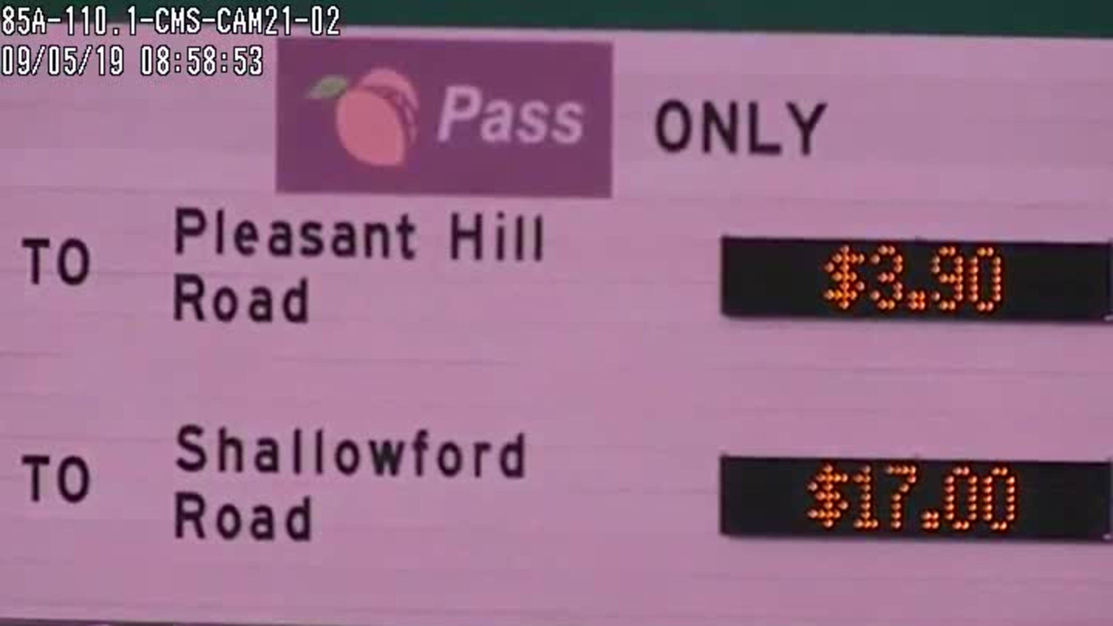 The toll on the I-85 express lanes in Gwinnett County tied a record $17 on Thursday morning, according to the State Road and Tollway Authority.