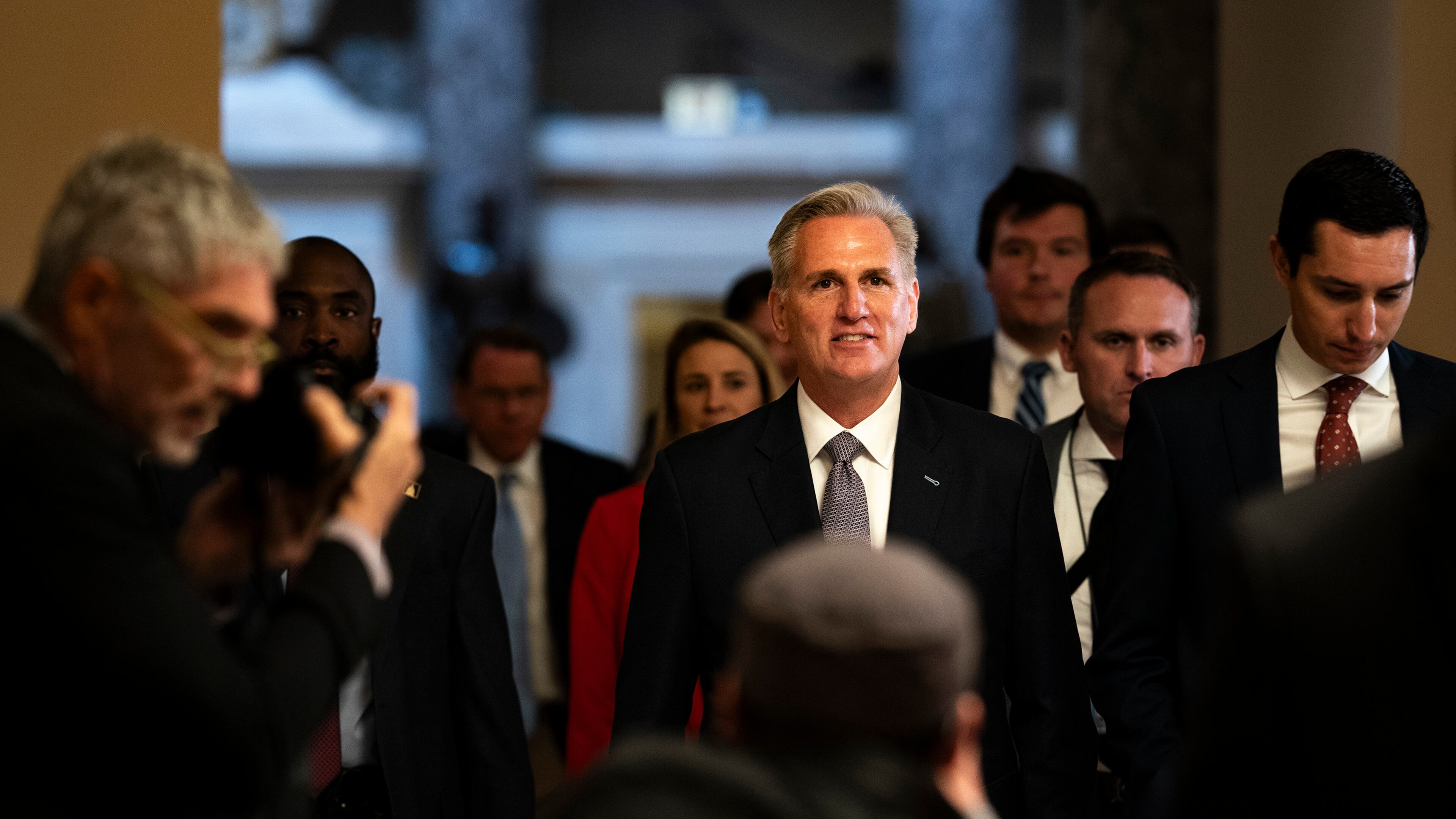 House Speaker Kevin McCarthy, R-Calif., at the U.S. Capitol in Washington on Sept. 30, 2023. McCarthy, who for weeks resisted partnering with Democrats, needed their support to pass a measure that would keep the federal government temporarily open. (Haiyun Jiang/The New York Times)