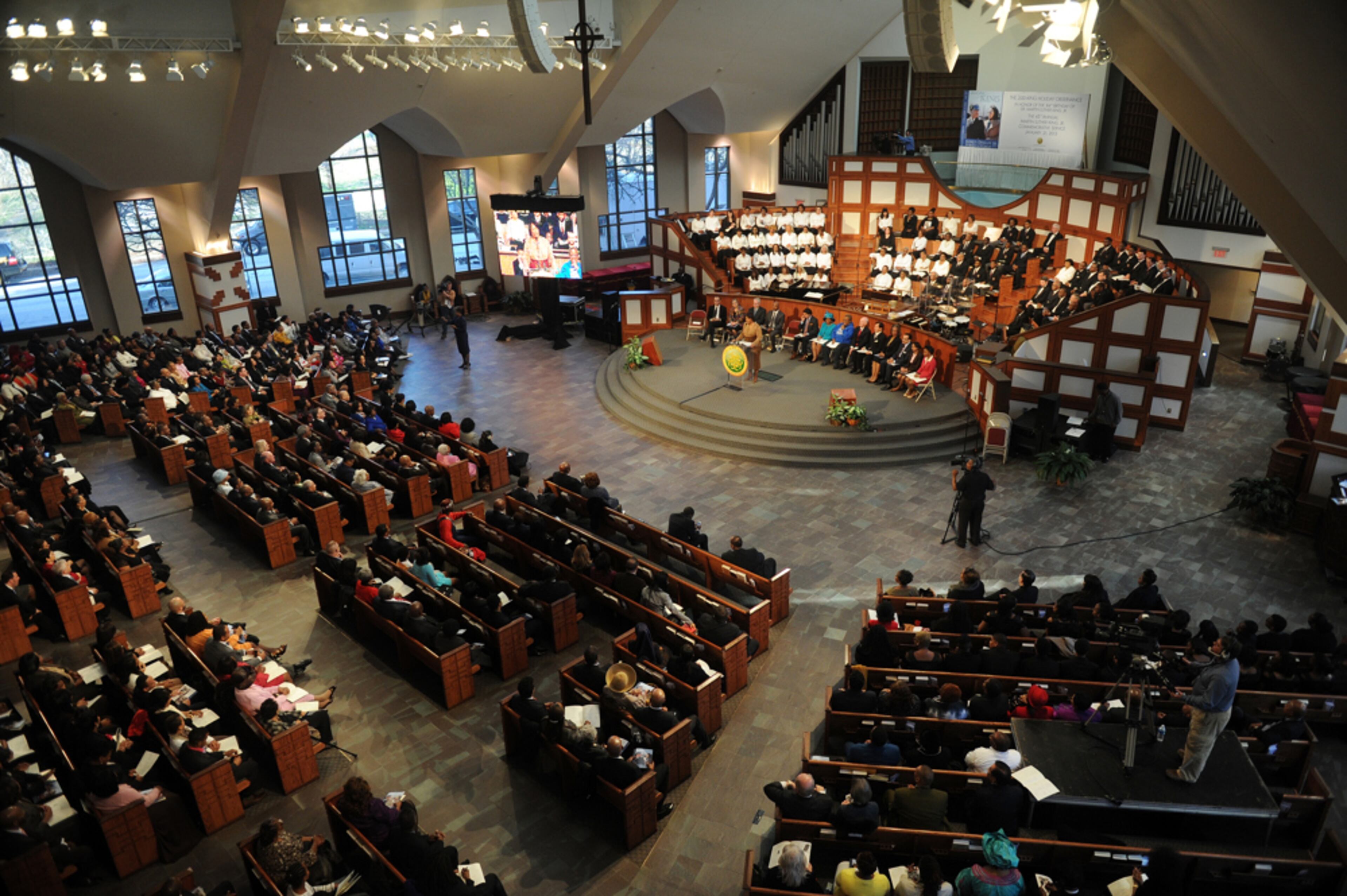 Jan. 21, 2013 Atlanta -- Bernice King speaks at the Martin Luther King, Jr. Annual Commemorative Service at Ebenezer Baptist Church in Atlanta Monday, Jan. 21, 2013. BITA HONARVAR / BHONARVAR@AJC.COM