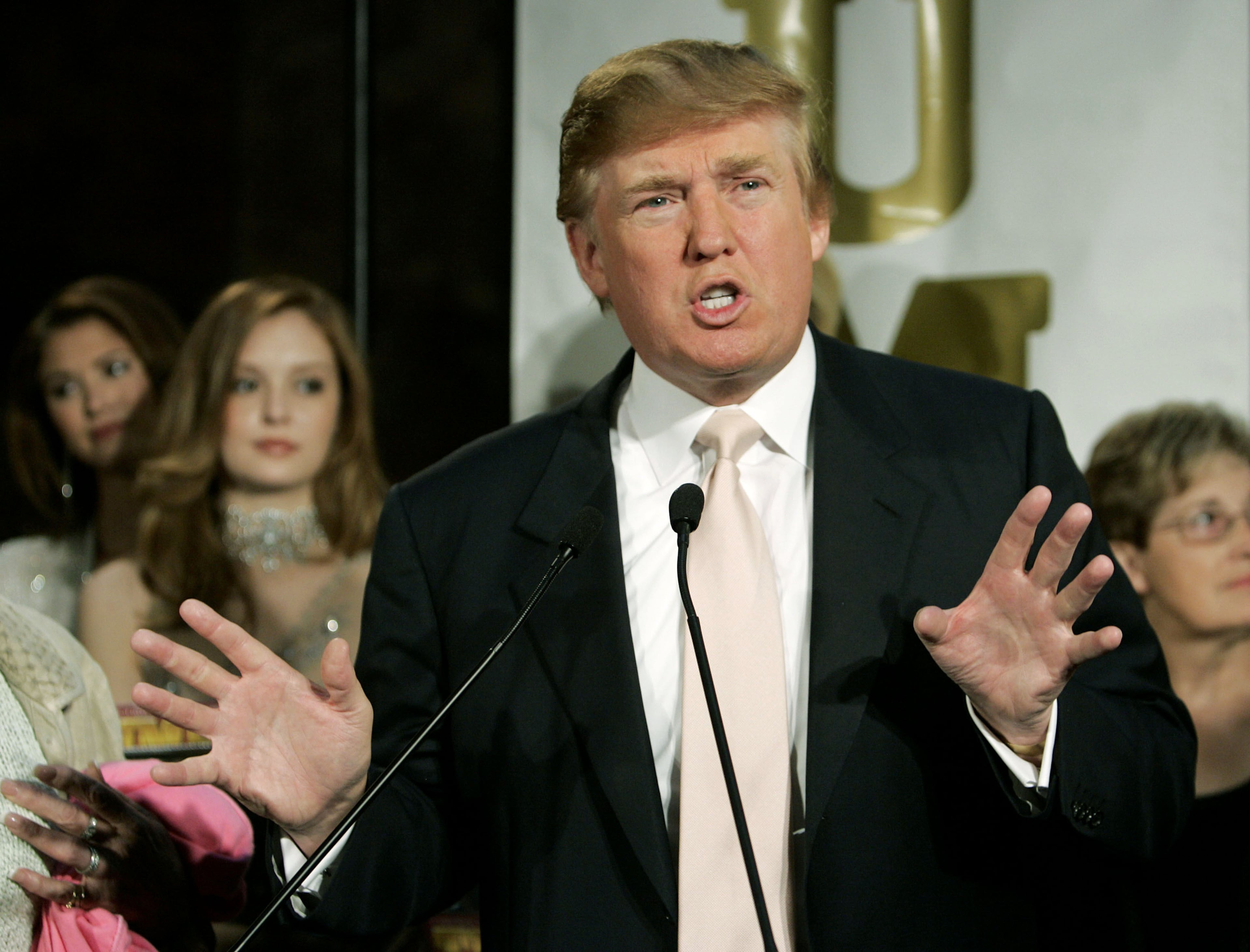NEW YORK - AUGUST 18: Entrepreneur Donald Trump attends a news conference to promote his new game titled "Trump" and to also offer New Yorkers the chance to live like "The Donald" August 18, 2004 in New York City. (Photo by Peter Kramer/Getty Images)