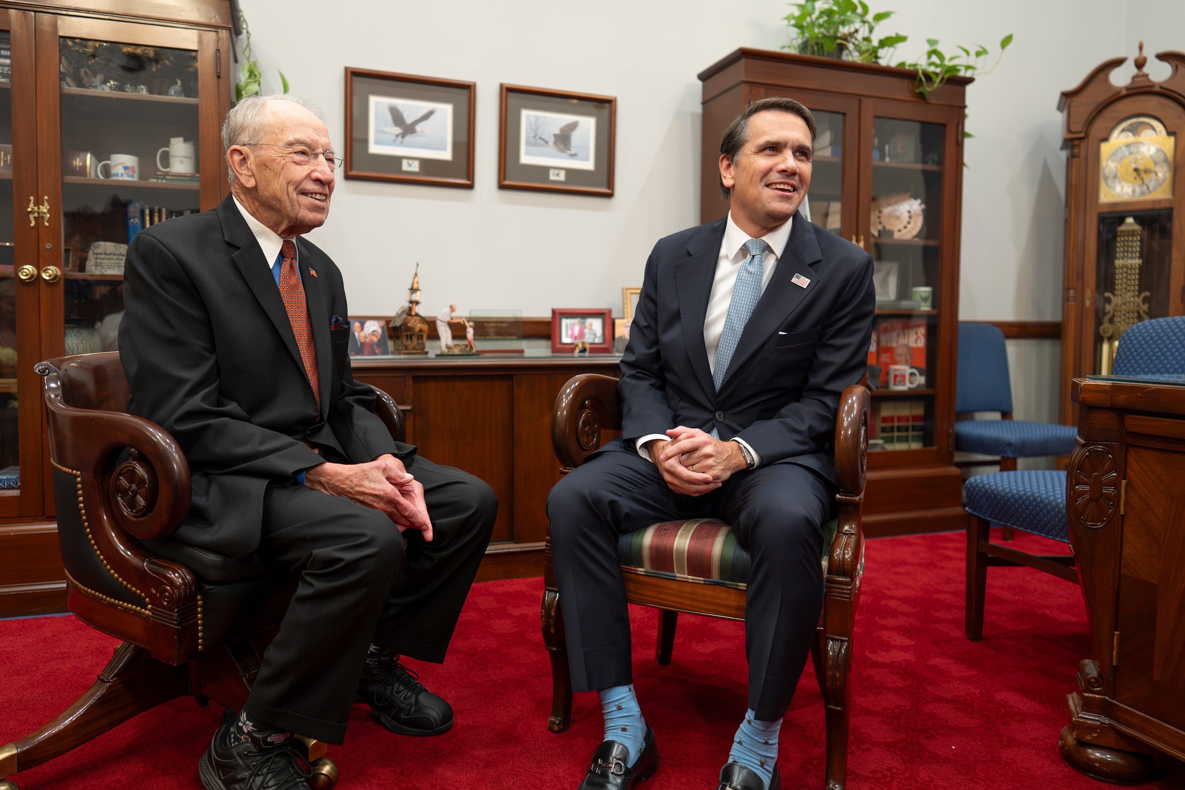 Senate Judiciary Committee Chairman Chuck Grassley, R-Iowa, left, meets with Todd Blanche, President Donald Trump's nominee to be attorney general, at the Capitol in Washington, Monday, June 15, 2026. (J. Scott Applewhite/AP)