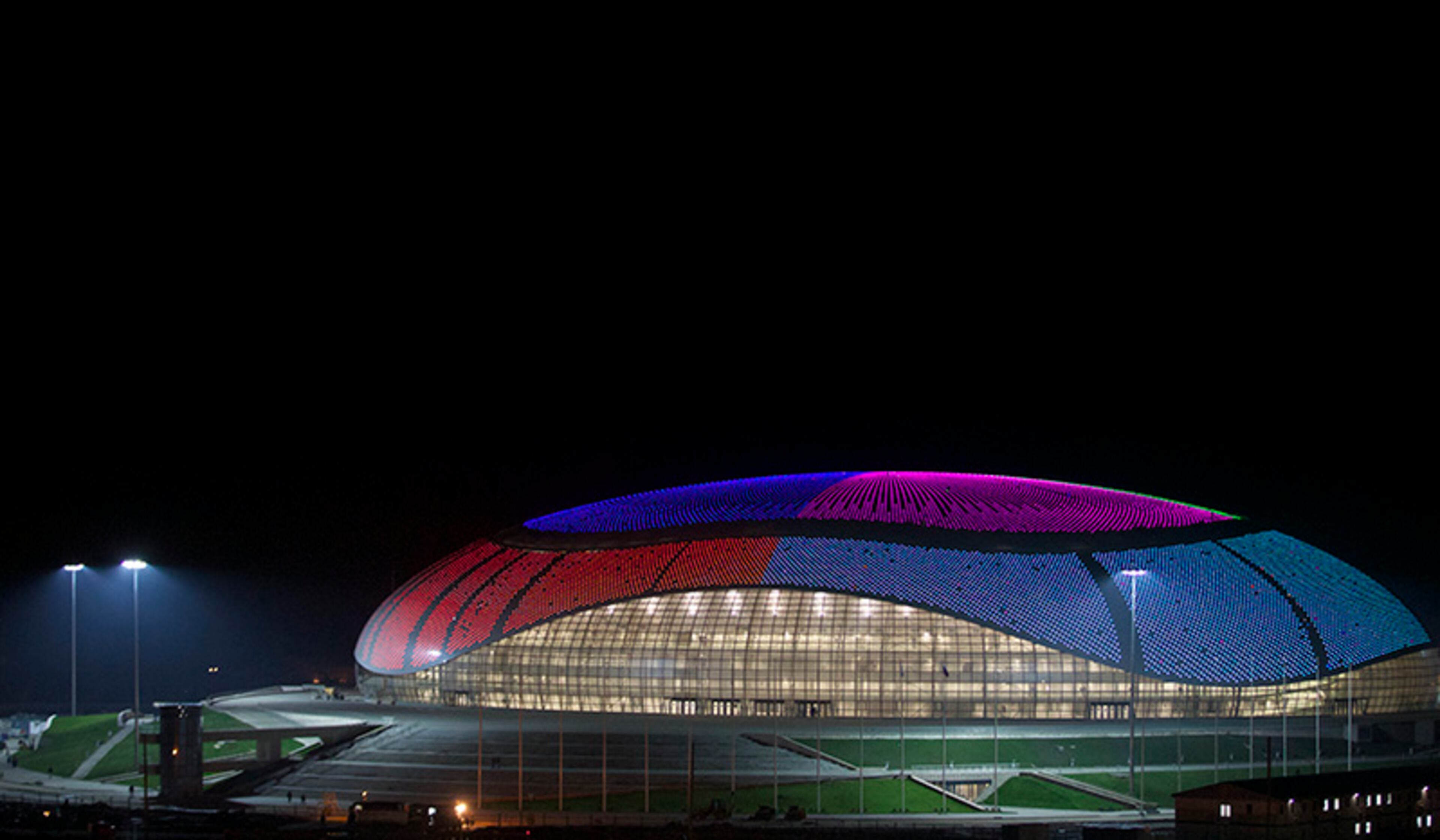 The Bolshoy Ice Dome is the main ice hockey venue. It will showcase stunning illuminations at night. The "Bolshoy" complex will have a capacity of 12,000 seats and will be covered by a dome. The design of the "Bolshoy" is based on the image of a frozen drop and will be principally silver once complete.