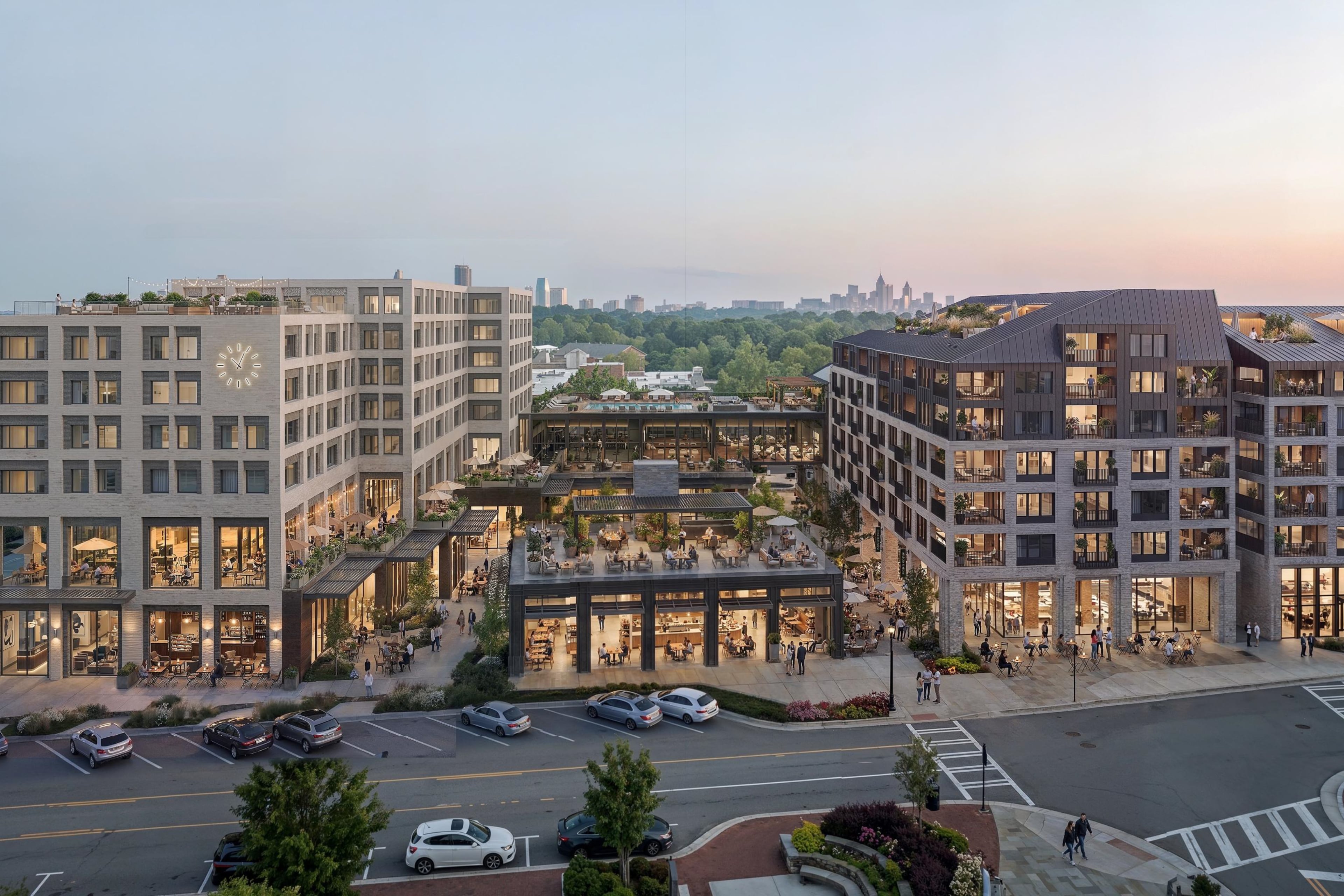 Sandy Springs officials this week selected a new development team for a second phase of town center project City Springs. This rendering shows a hotel and mixed-use frontage. (Courtesy of city of Sandy Springs)