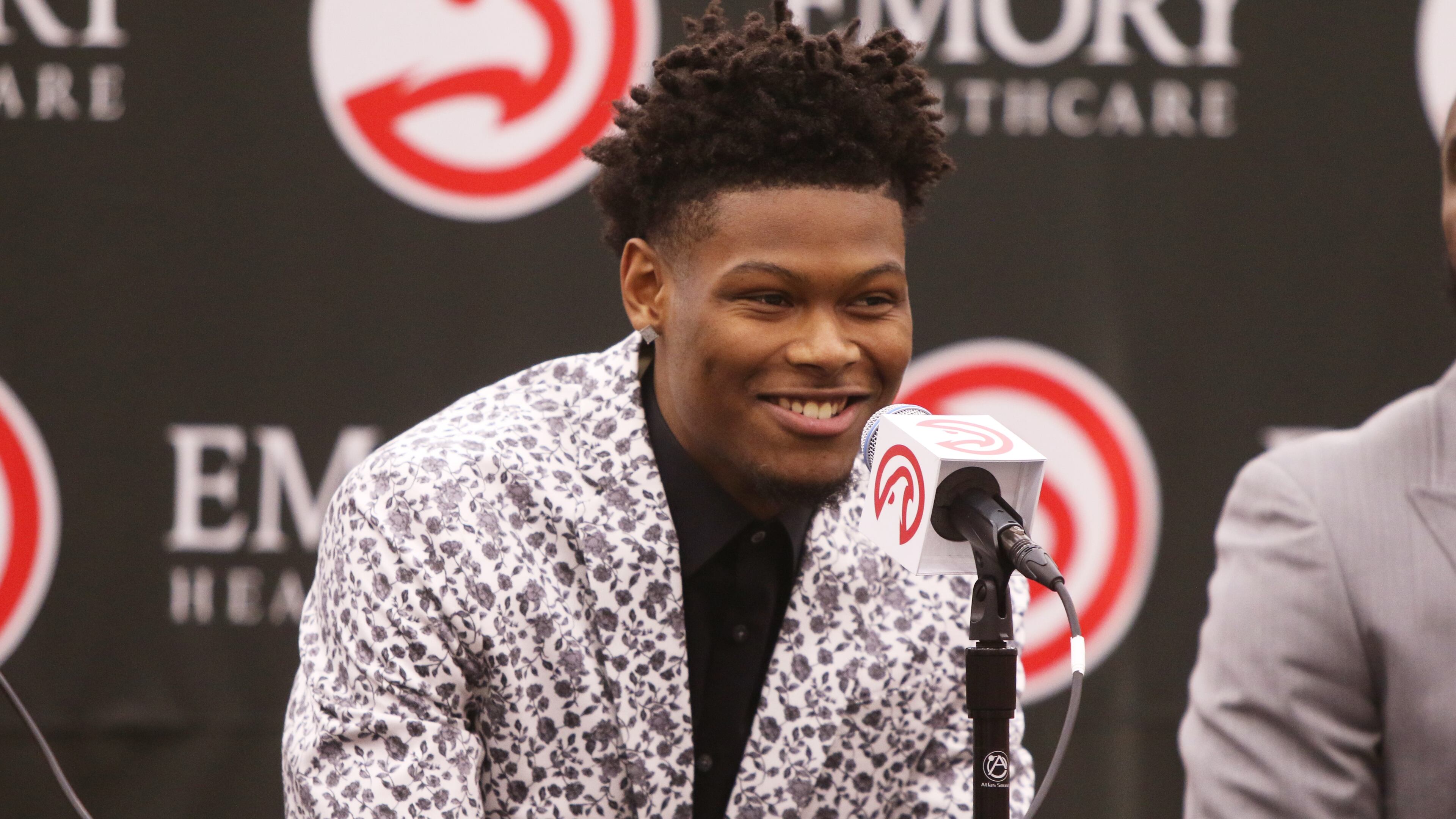Cam Reddish, a Hawks 2019 draft pick, speaks at his introductory press conference at the Hawks practice facility, in the Emory Sports Medicine Complex, in Brookhaven, Georgia on Monday June 24, 2019. Reddish was selected by the Atlanta Hawks in the 2019 NBA Draft on June 20, 2019, and was the 10th overall pick. Reddish previously played small forward/shooting guard for the Duke University Blue Devils. Christina Matacotta/CHRISTINA.MATACOTTA@AJC.COM