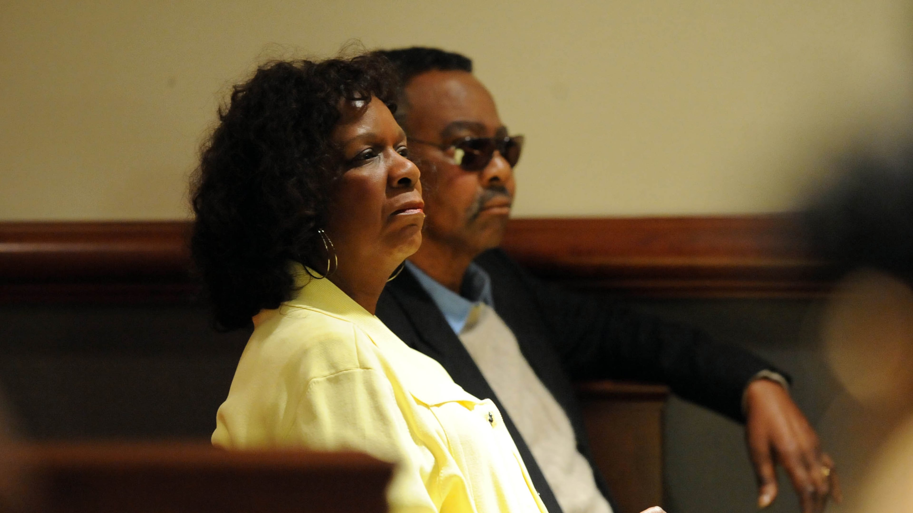 Dec. 12, 2008 — Claritha and Gene Nichols listen as Judge James Bodiford confers while the jury in the Brian Nichols’ murder trial deliberated. (Credit: Pool photo by Hysob Shin/AJC.)