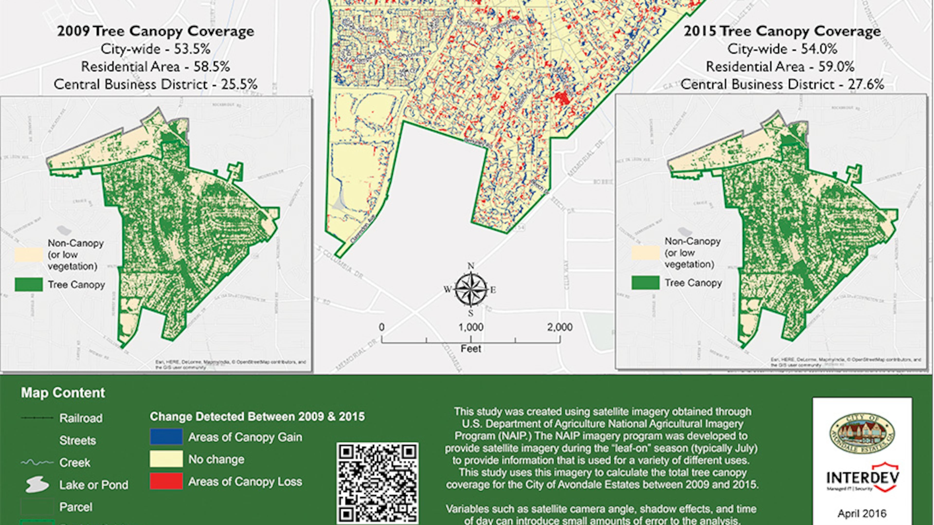 Tree canopy map of Avondale Estates. Map: InterDev