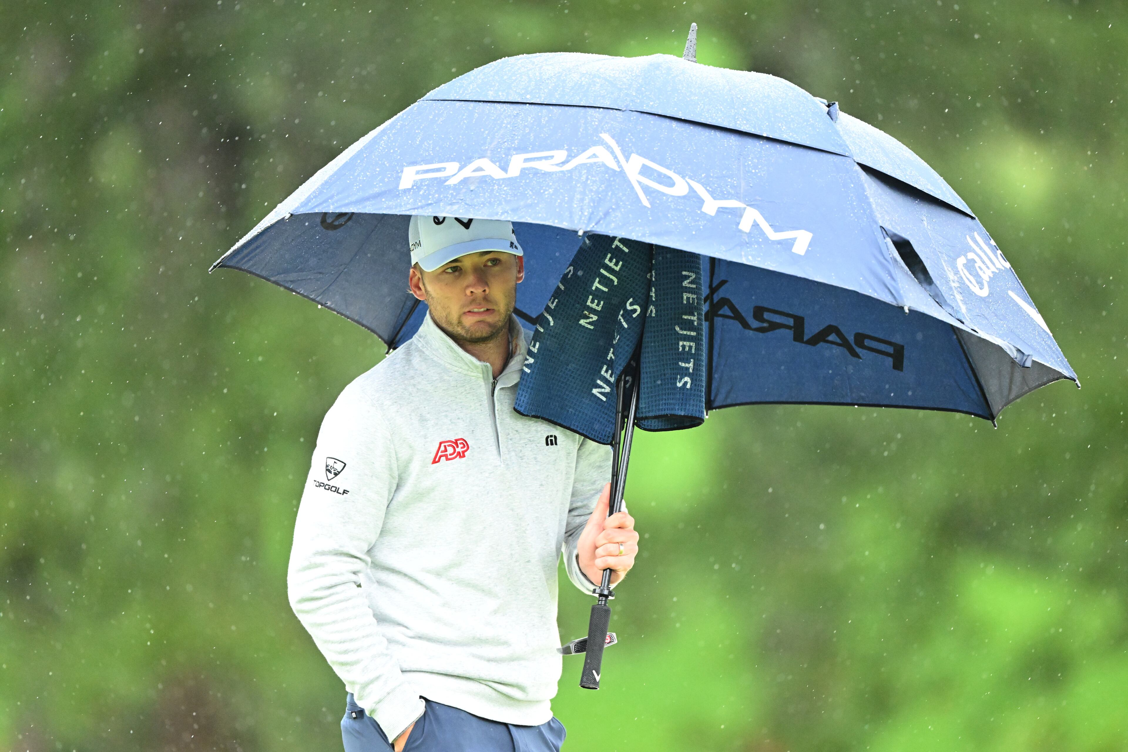 Sam Burns waiting to putt on seventh green during third round of the 2023 Masters Tournament at Augusta National Golf Club, Saturday, April 8, 2023, in Augusta, Ga. (Hyosub Shin / Hyosub.Shin@ajc.com)