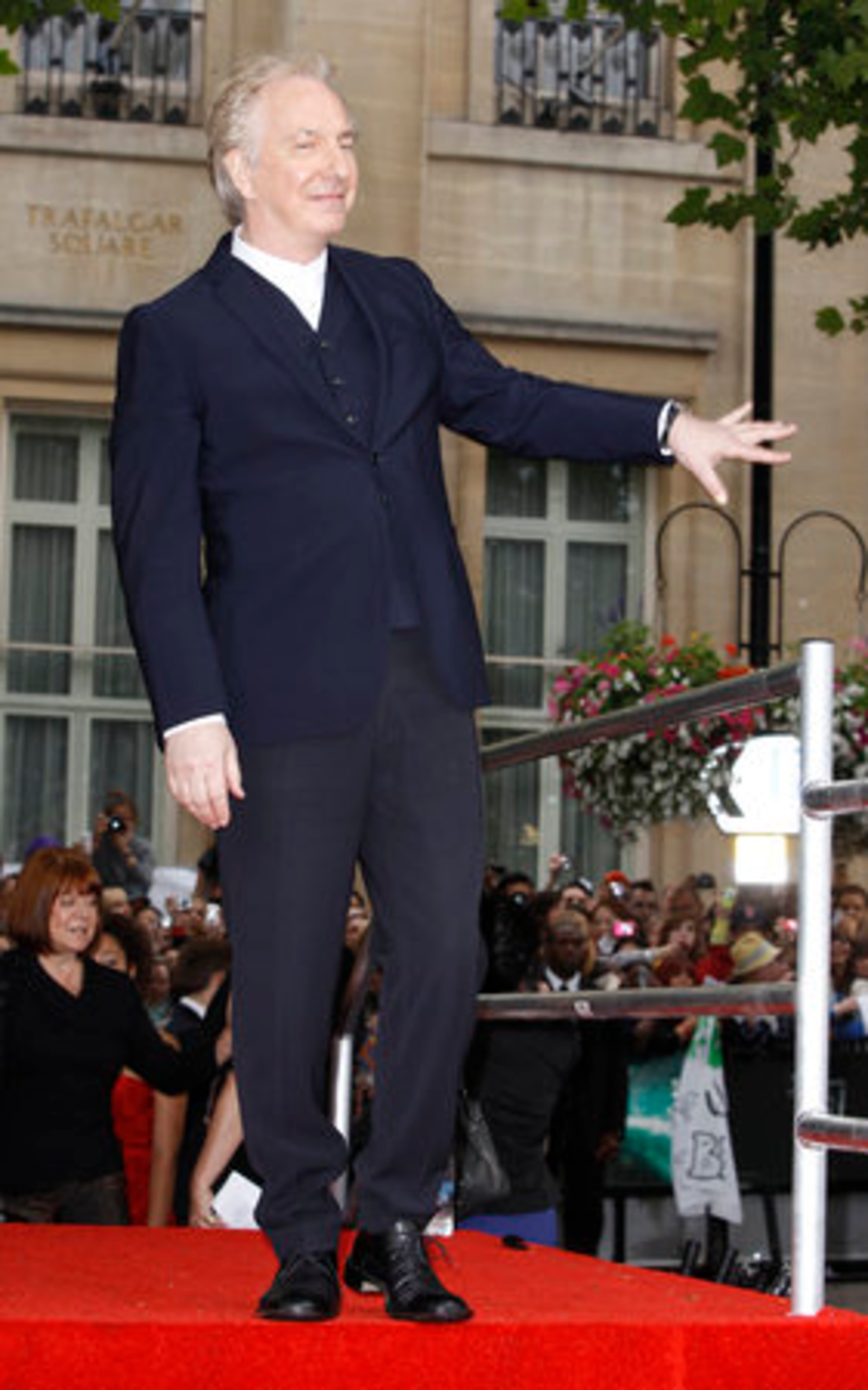 Actor Alan Rickman -- who plays Professor Severus Snape -- arrives at the premiere.