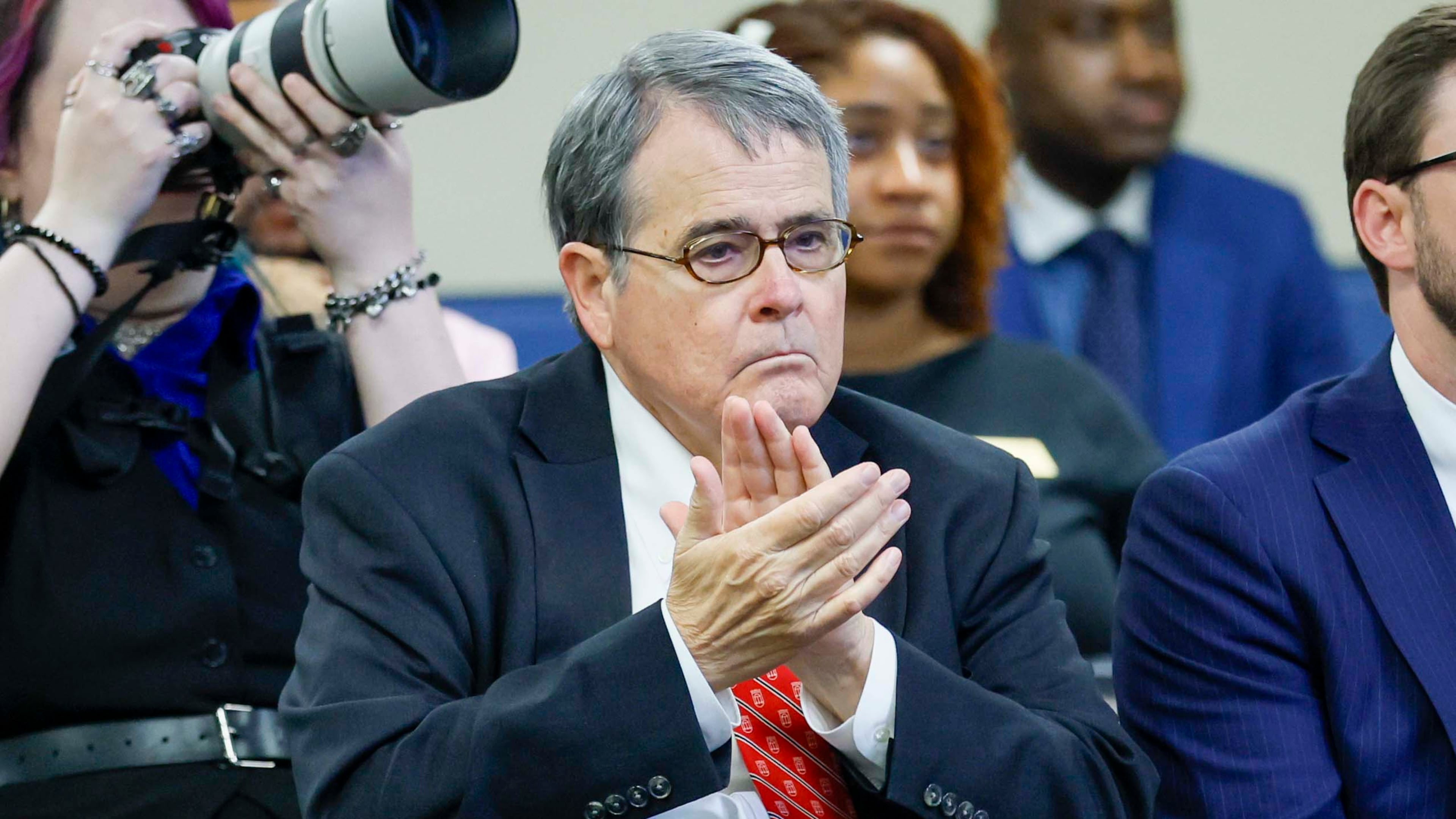 University of Georgia President Jere W. Morehead applauds during the Board of Regents meeting on Tuesday, May 12, 2026. (Miguel Martinez/AJC)