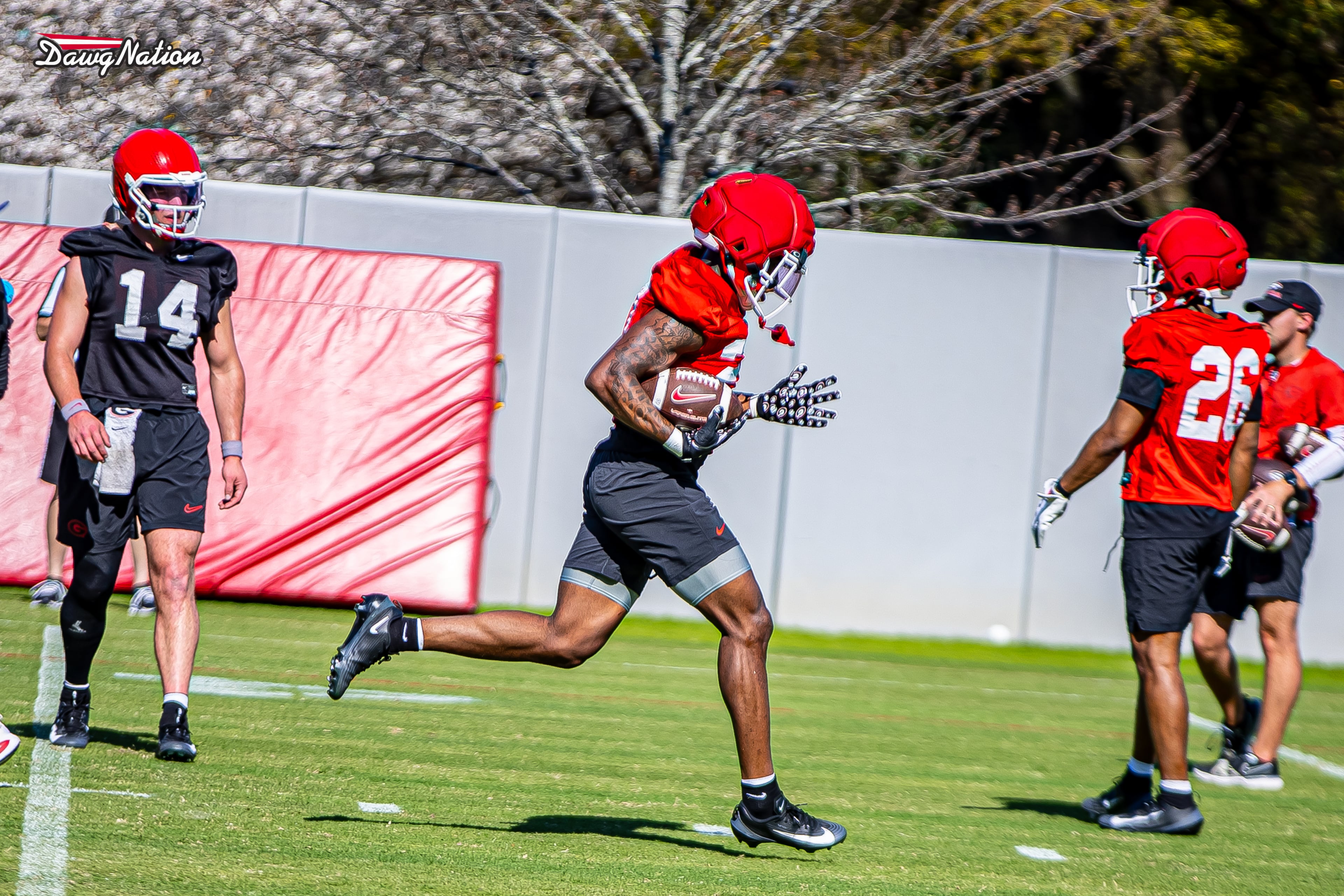 Jae Lamar takes part in the second day of spring practice in Athens, Georgia, on Thursday, March 19, 2026. (DawgNation staff photo)