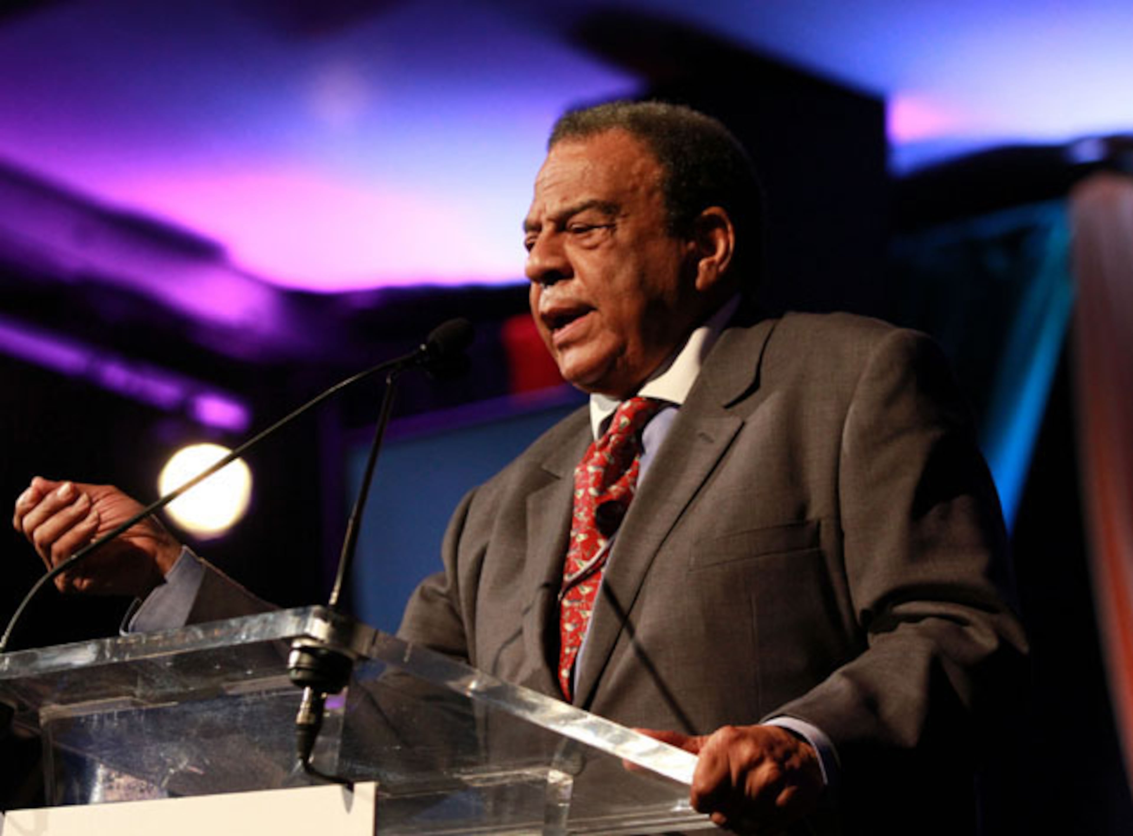 Andrew Young was instrumental in Atlanta being awarded the 1996 Olympics over Athens, Greece. "Dreamers and Believers" was the theme for the reunion event of the 25th anniversary of the announcement that Atlanta was selected to host the 1996 Olympic Games. The reception took place on Friday, September 18, 2015 in Centennial Olympic Park and featured emcee Monica Pearson, Billy Payne, Charlie Battle, Andrew Young, Vince Dooley and a number of Atlanta movers-and-shakers. The longshot effort that was conceived by Billy Payne and a coalition of local business, political and civic leaders will be memorialized by an installation at Centennial Olympic Park. Robb D. Cohen /RobbsPhotos.com