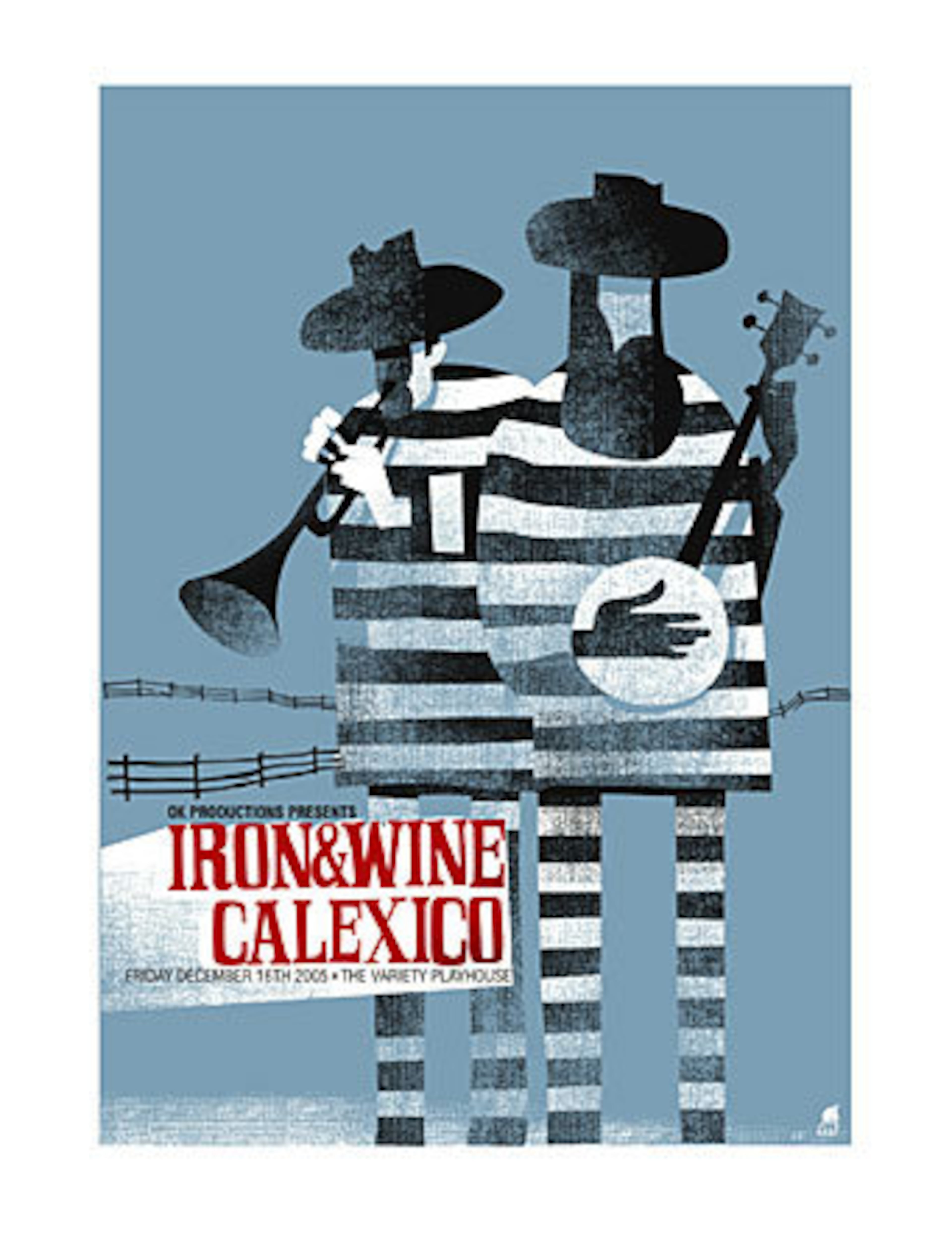 2005 Iron & Wine / Calexico concert poster produced by Methane Studios.