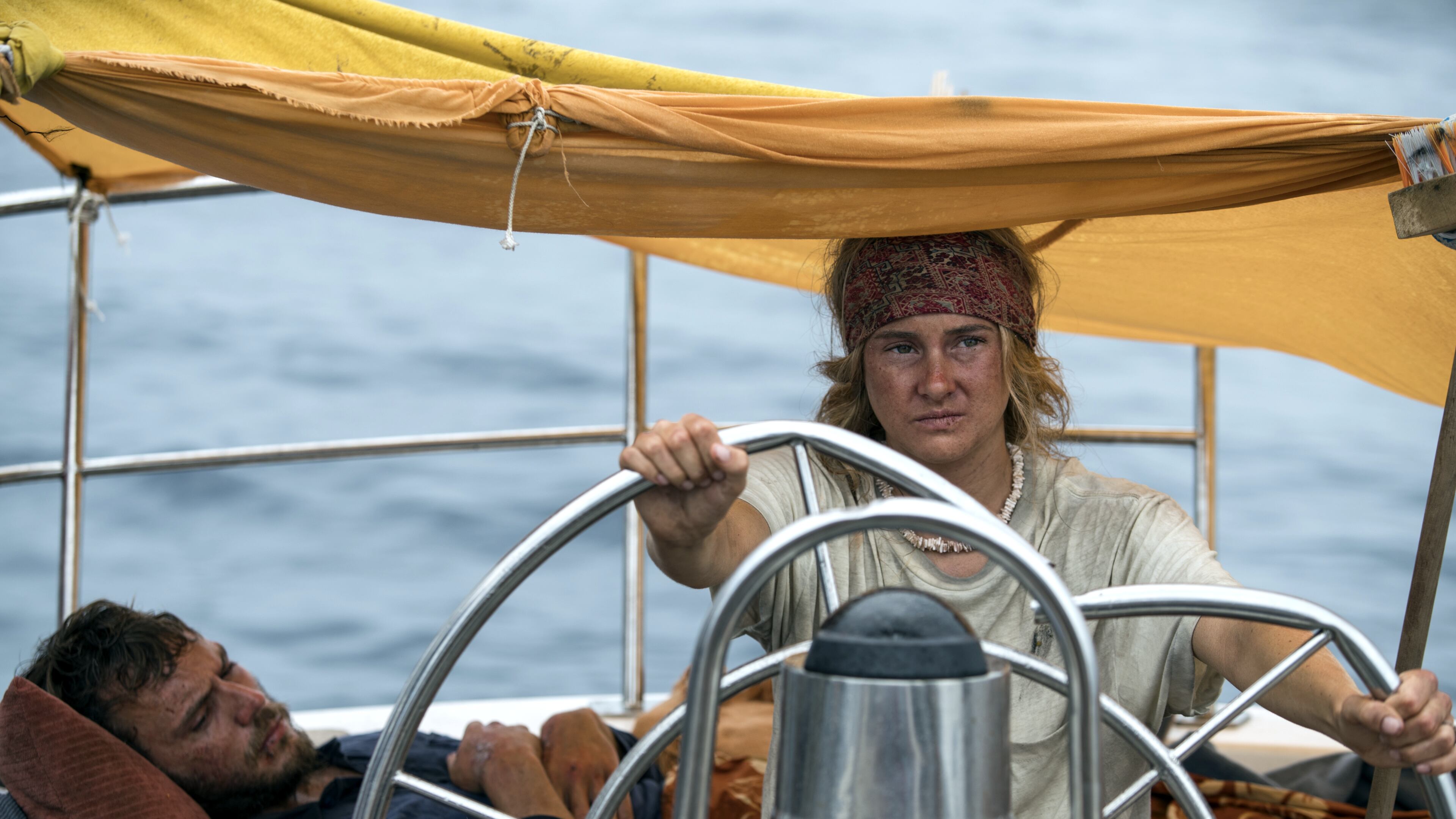 Sam Claflin and Shailene Woodley star in “Adrift.” Contributed by STXfilms