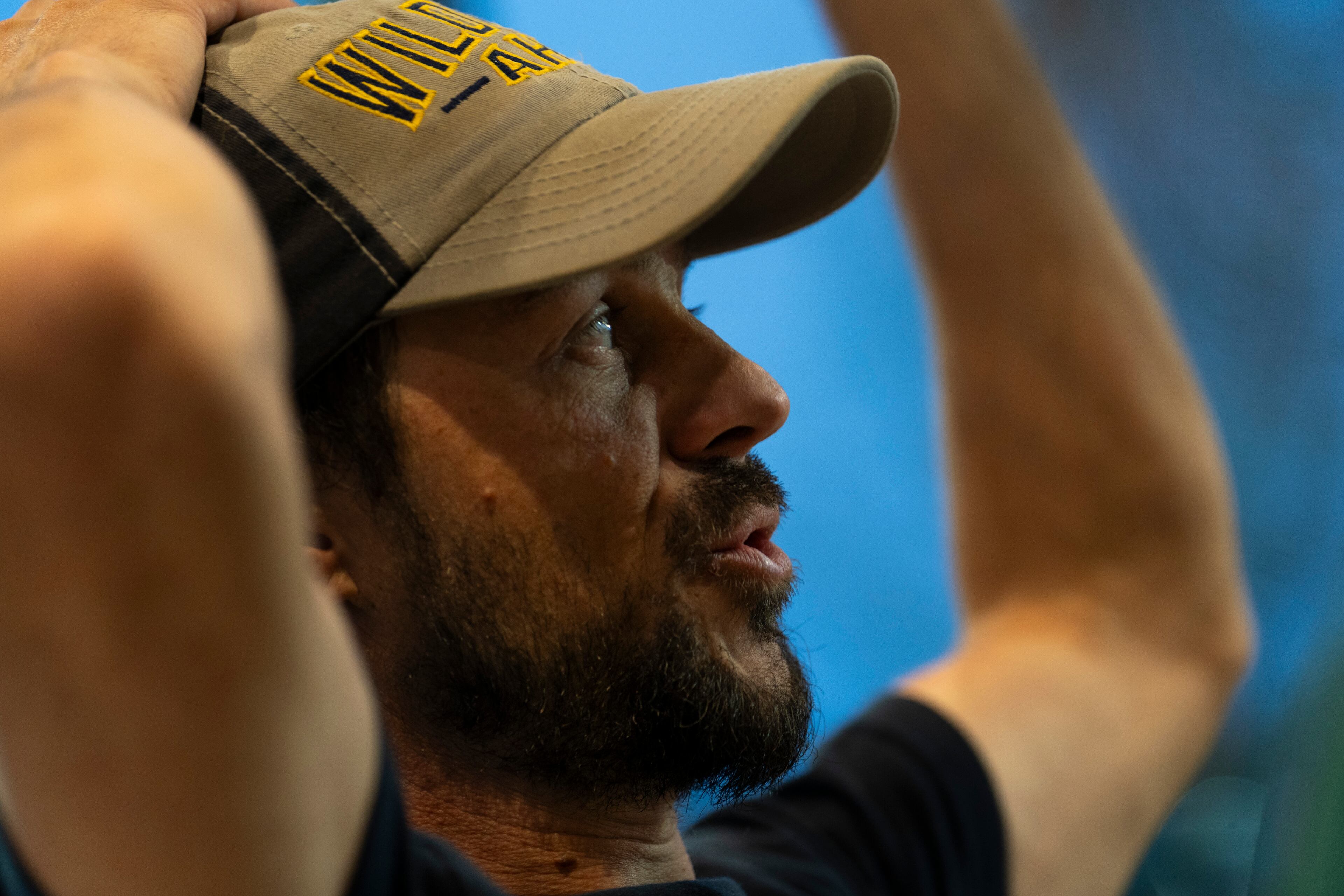 Sean Shultz, whose son is a junior at Apalachee High School, speaks during a Change for Chee meeting in Winder, Ga., on Friday, April 18, 2025. Shultz co-founded the group and says it has been difficult to push for lasting safety changes at the school. “There are advocate groups everywhere, but the general population doesn’t care enough to follow through,” he said. (Olivia Bowdoin for the AJC)