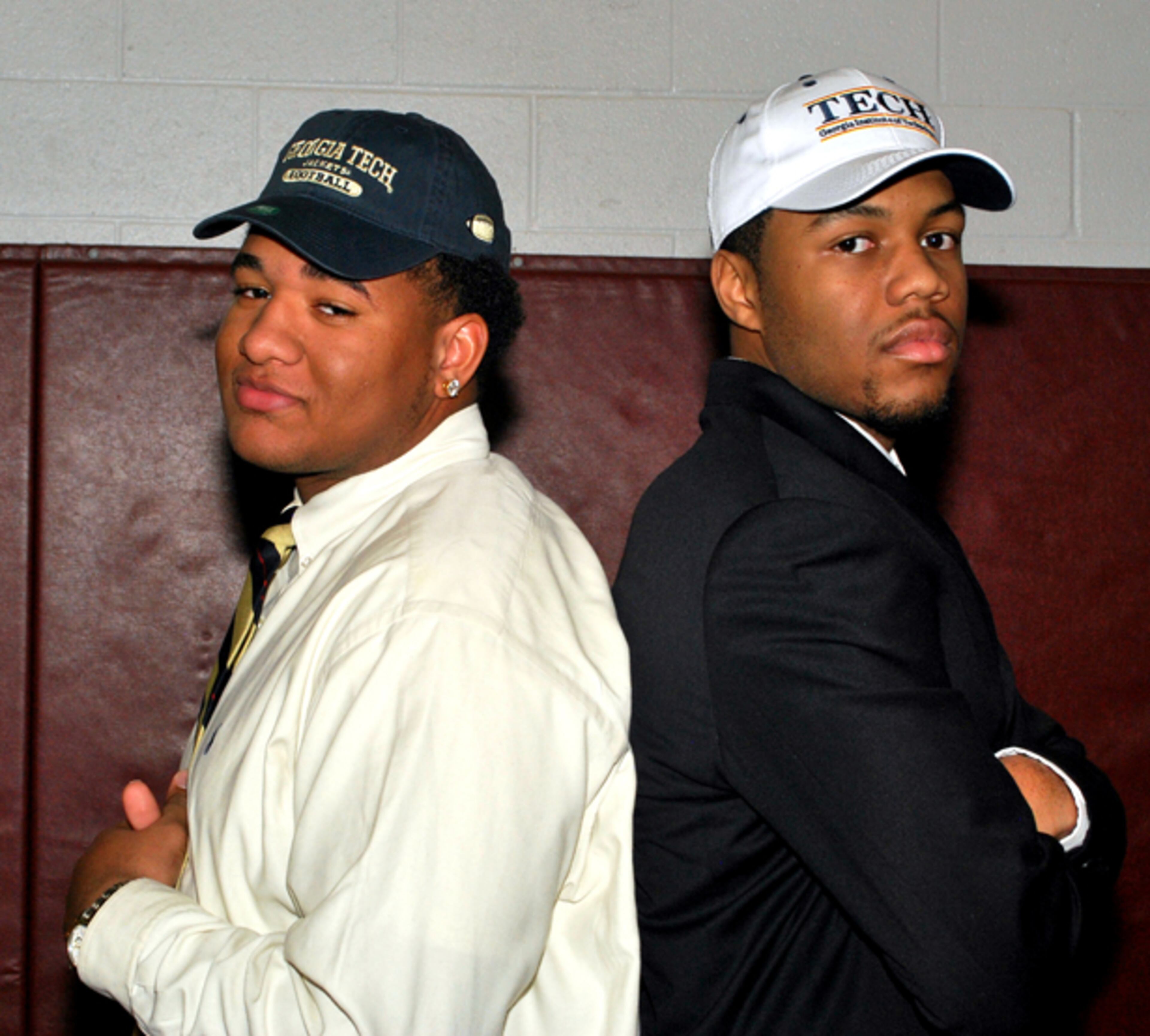 Darius Commissiong (left) and Kevin Robbins of Bishop McNamara in Forestville, Md., signed with Georgia Tech.