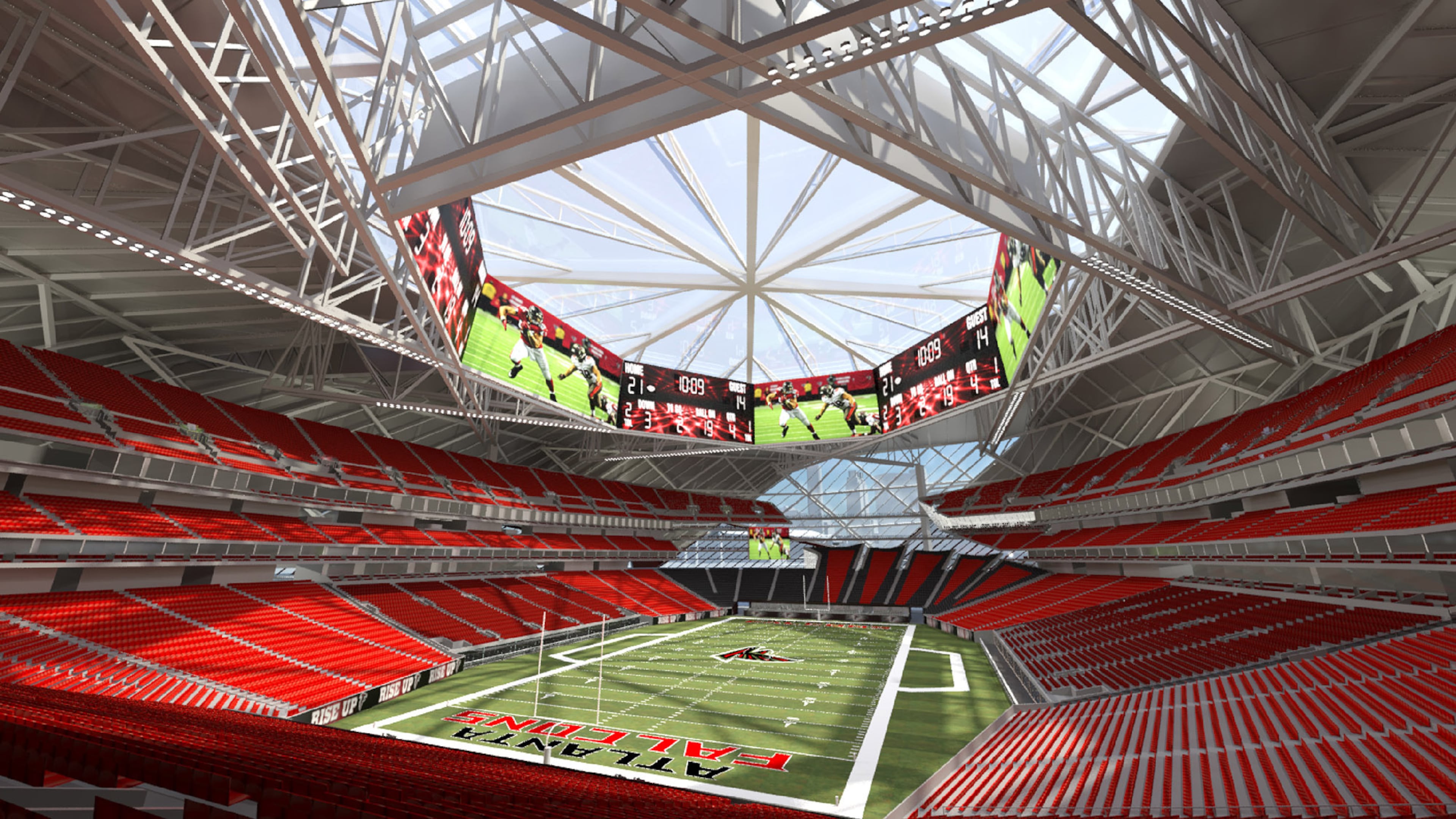The roof renderings show how even closed, light will continue to shown down on the field.