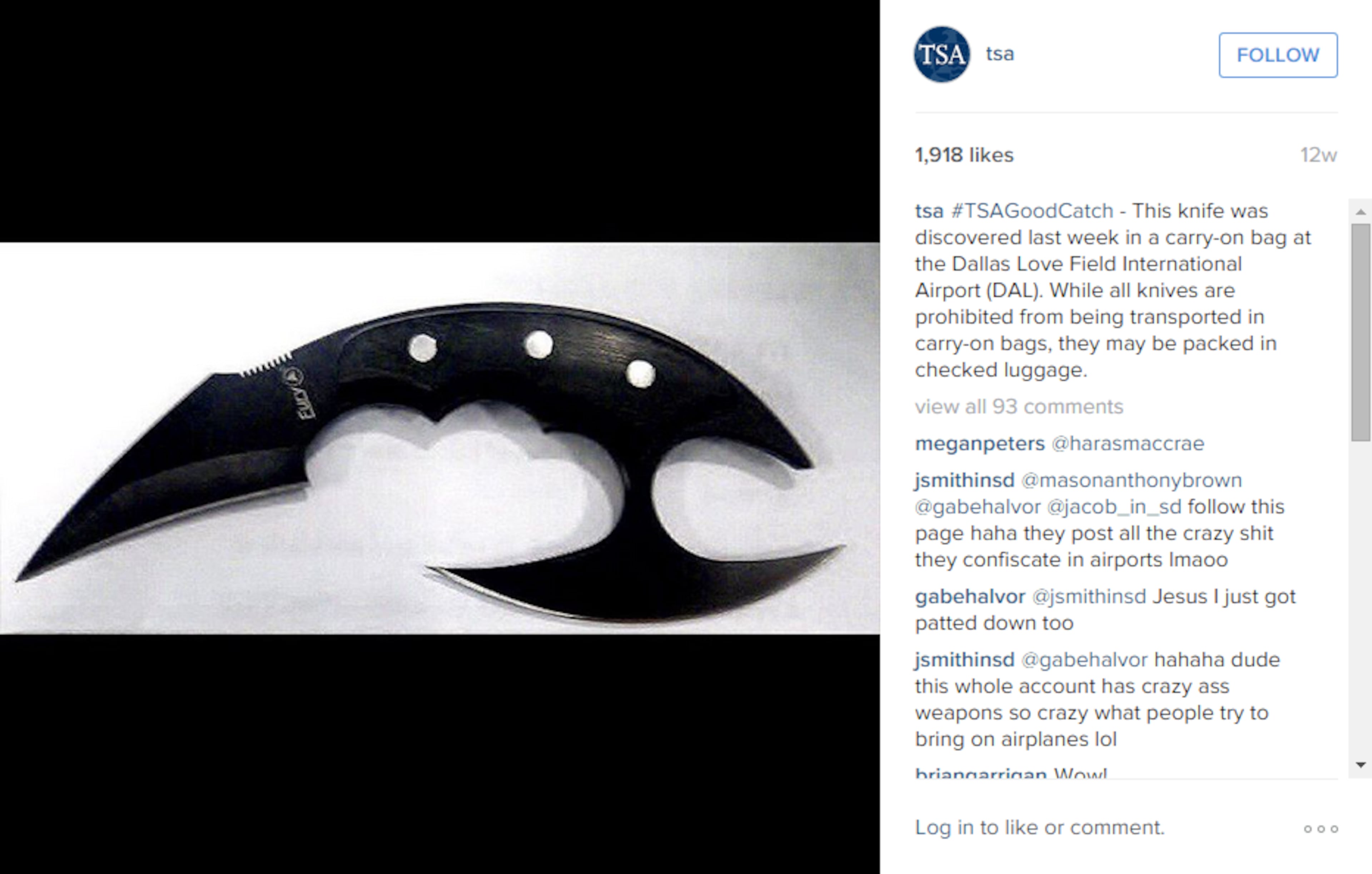 Knife (Dallas Love Field Airport)