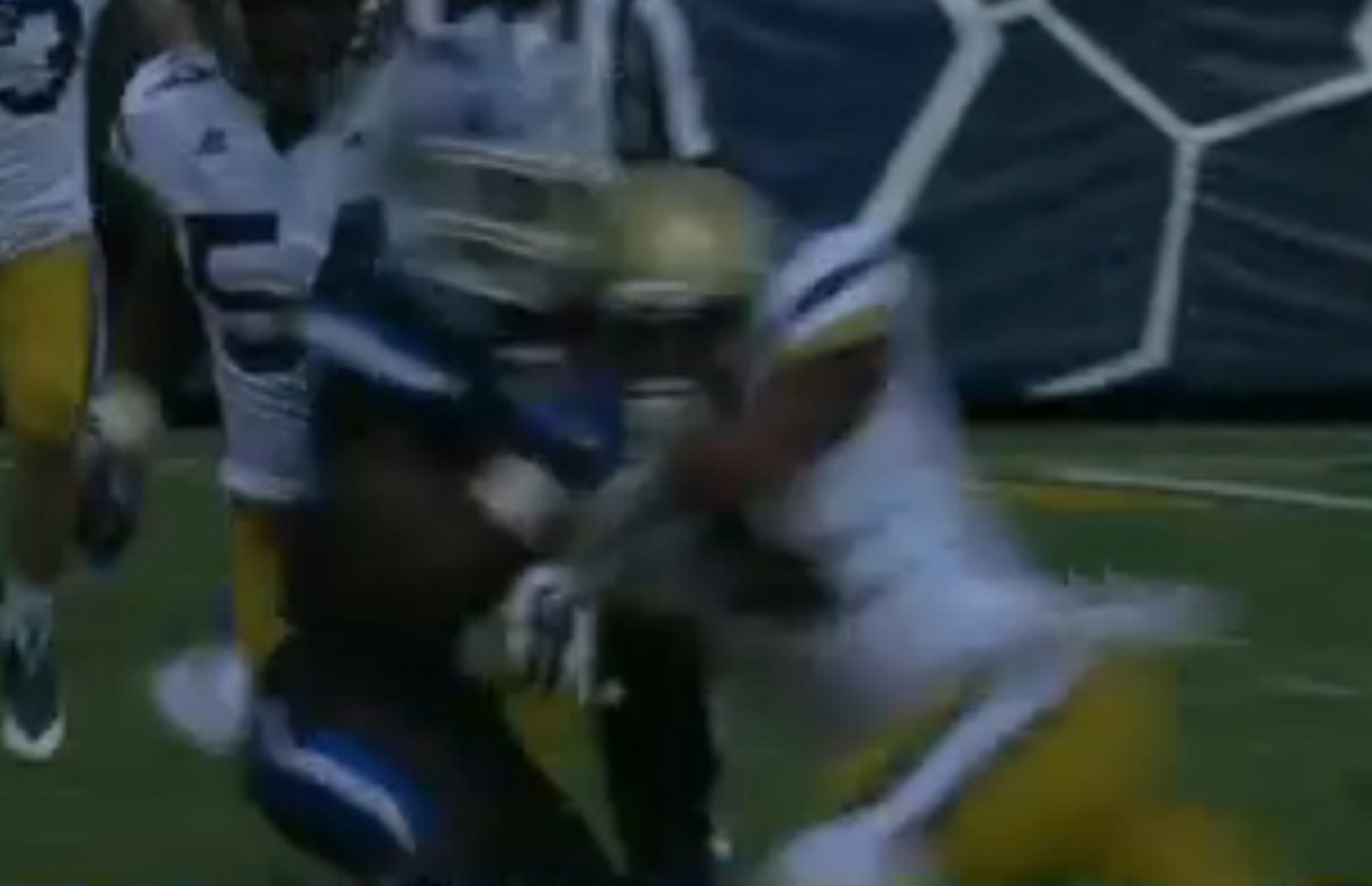 What appears to be a helmet-to-helmet hit by Corey Griffin on Duke's Shaun Wilson.