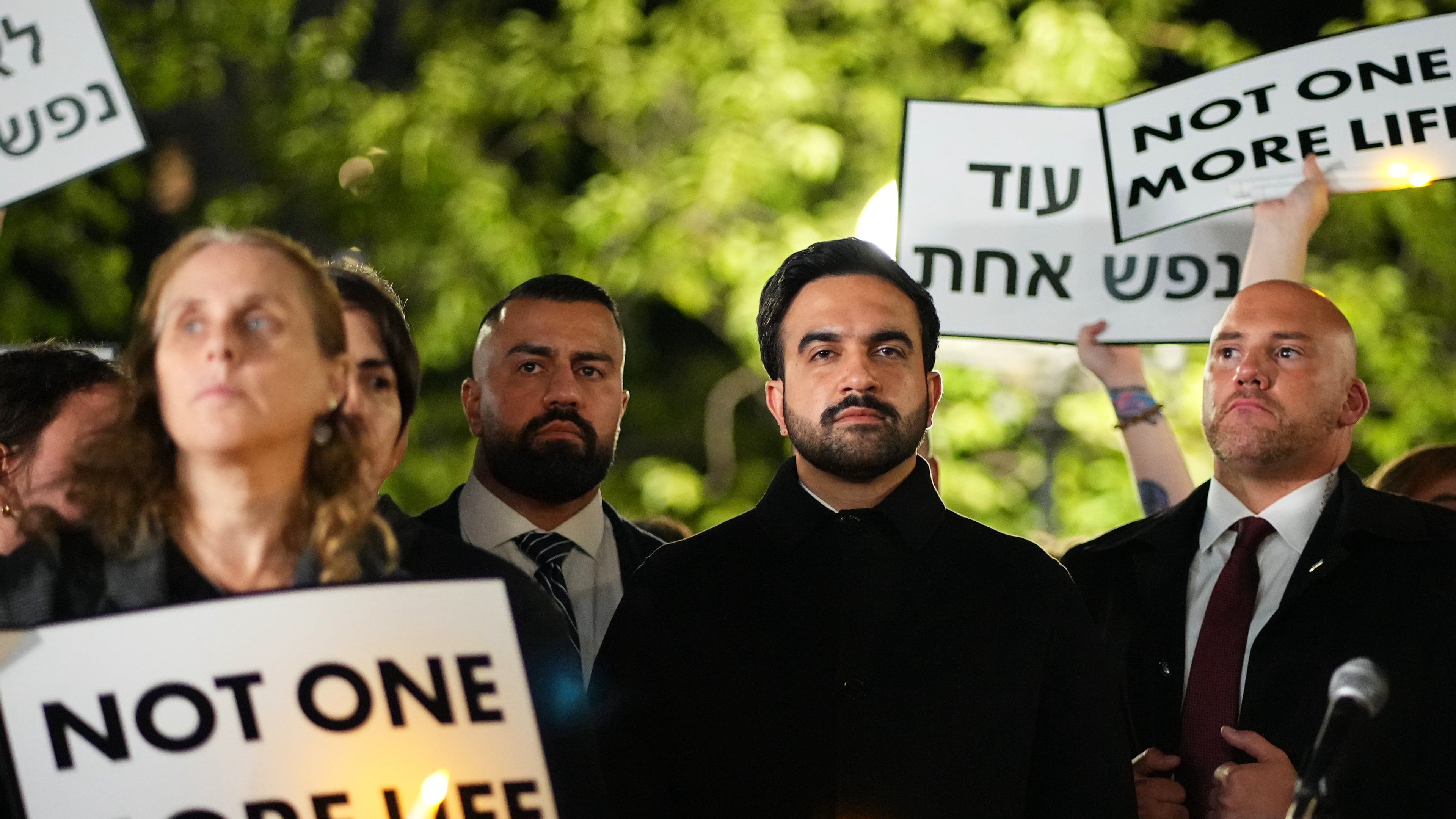 New York City Mayor Zohran Mamdani attends a vigil marking the third anniversary of the October 7 attacks on Israel Wednesday, Oct. 7, 2026, in New York. (AP Photo/Frank Franklin II)