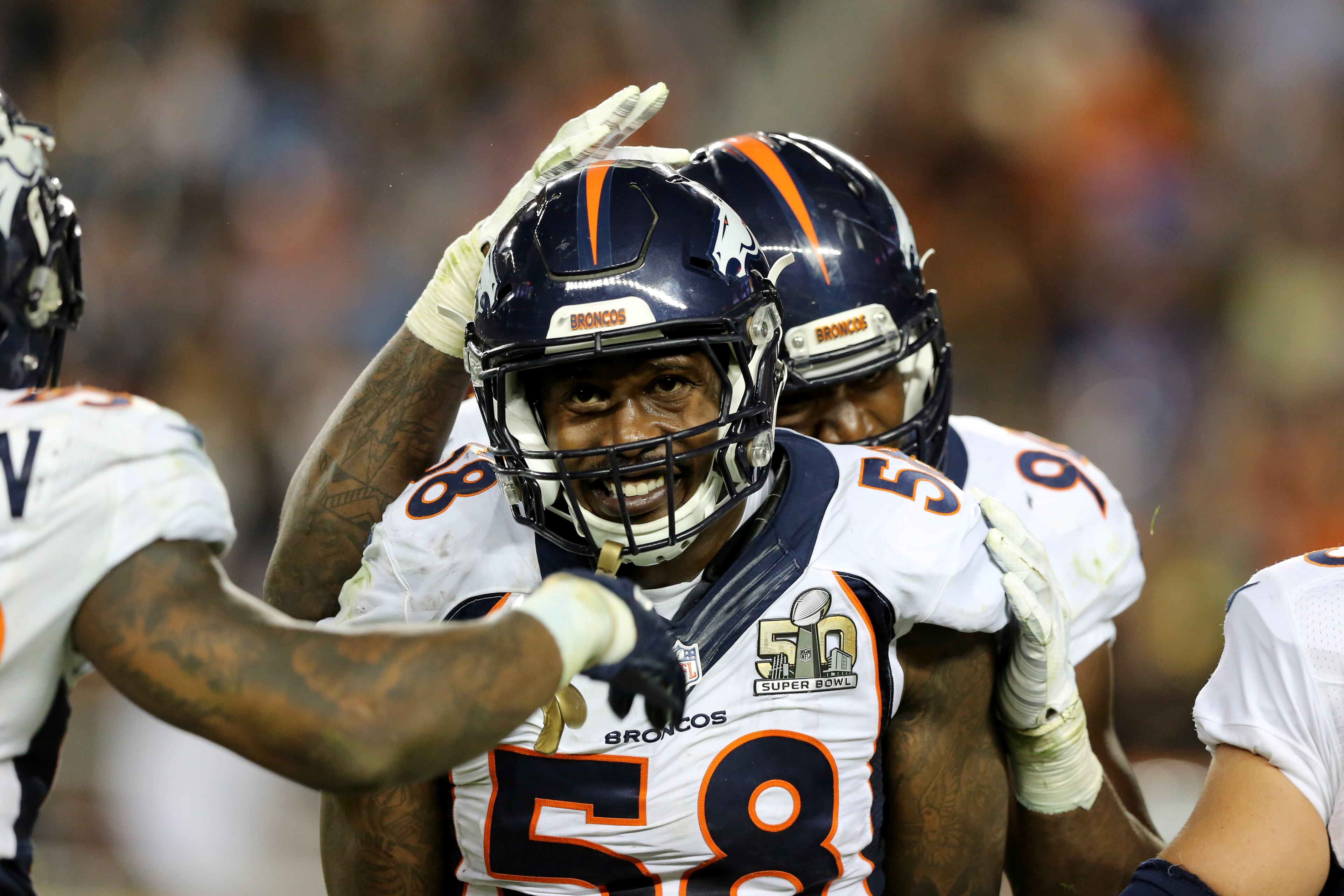 Outside linebacker Von Miller of the Denver Broncos checks in at No. 5.