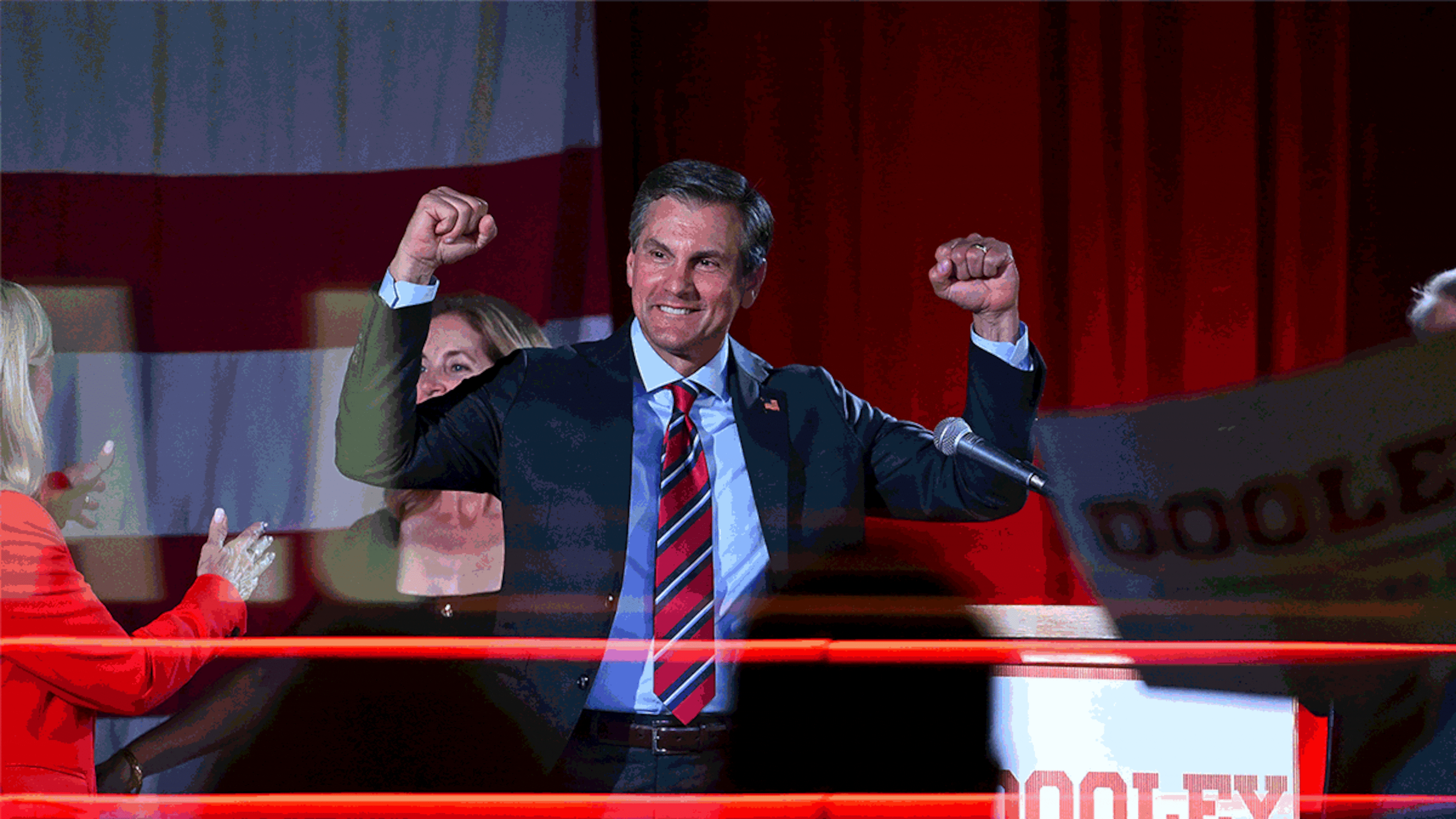 Mike Collins and Derek Dooley advance to a runoff for the Republican candidacy for Georgia's U.S. Senate. (Arvin Temkar/AJC and Daniel Varnado for the AJC)