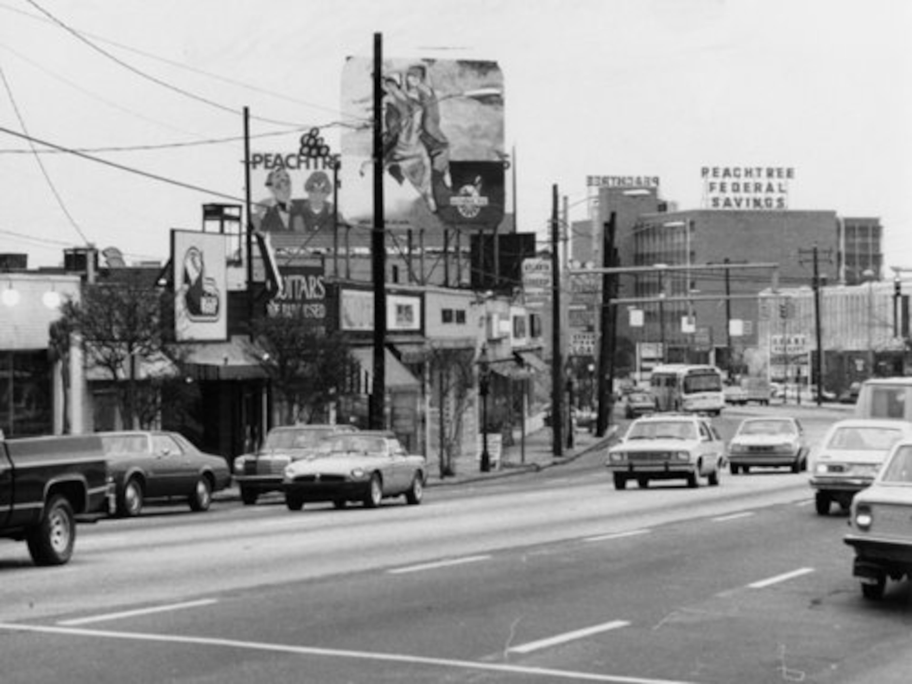 Peachtree Road facing south, in Buckhead in 1978.