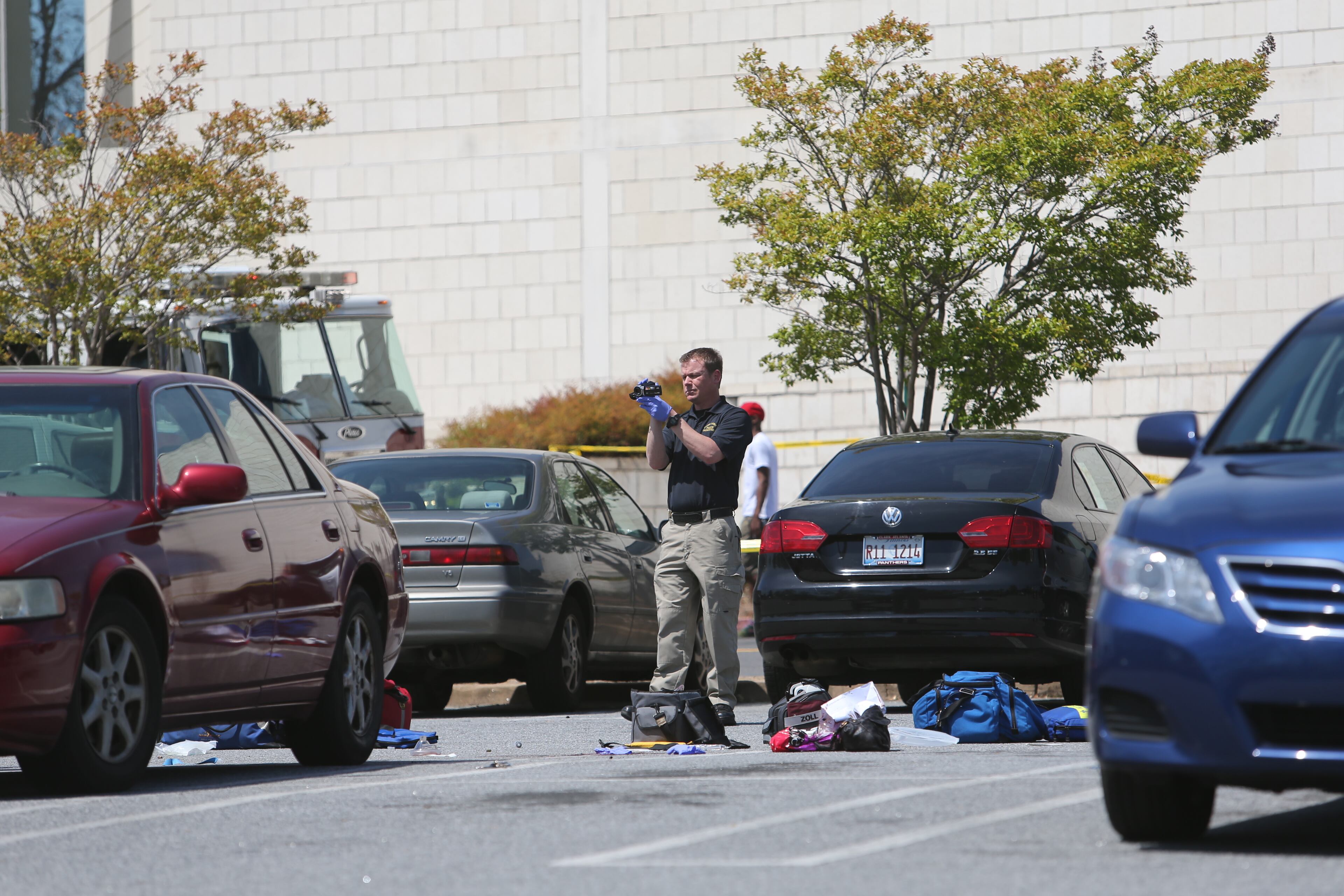 A shooting Monday outside Cumberland Mall injured at least one person, police said. The shooting happened in the mall parking lot at about 2:20 p.m.