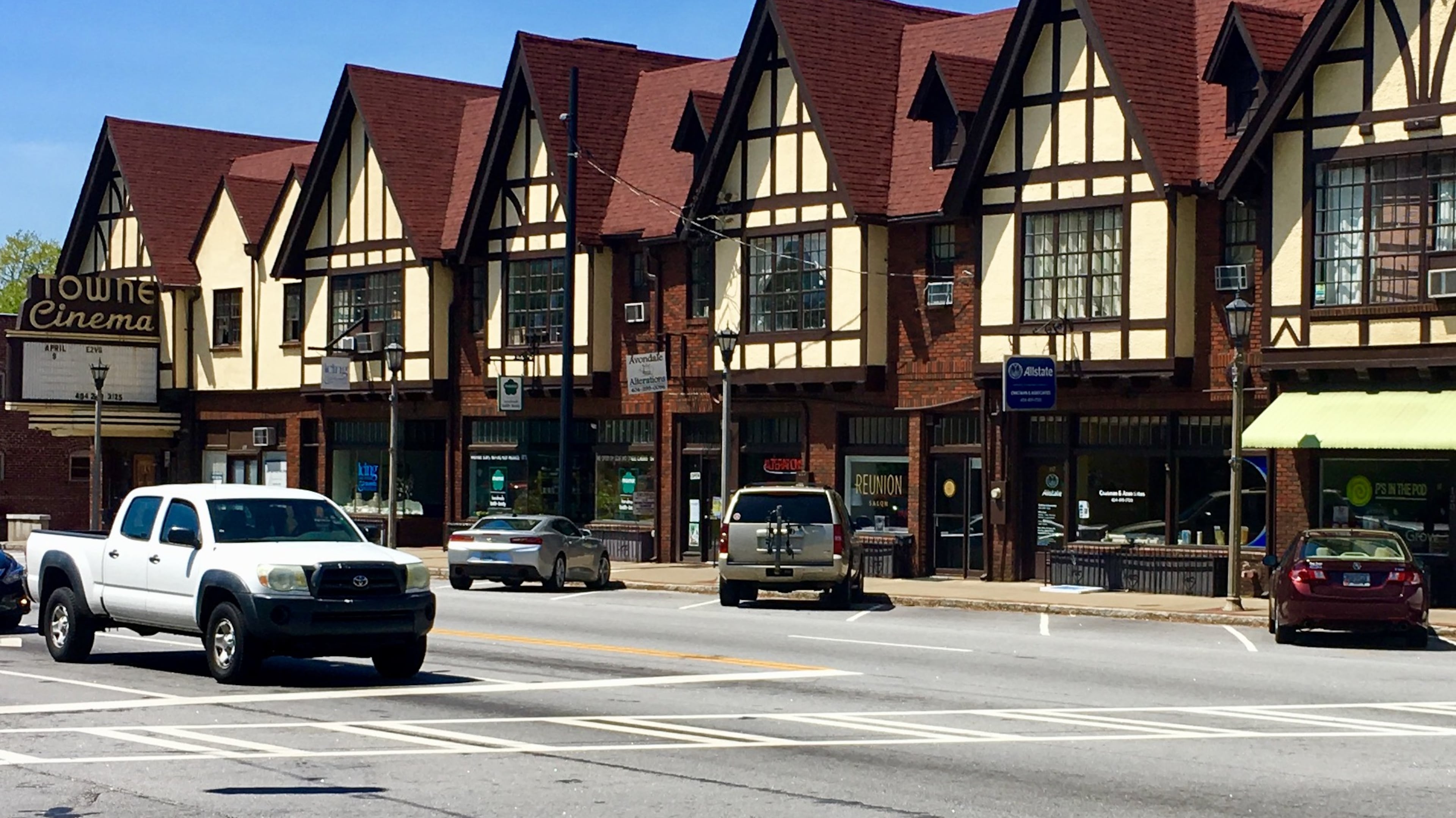 Avondale Estates’ Tudor Village in downtown. Part of the Downtown Development Authority’s newly-acquired reponsibility is marketing downtown. The Tudor Village building, constructed in 1924, had a shortage of tenants for a number of years, but is now 98 percent full with only one second-floor vacancy. Bill Banks file photo for the AJC