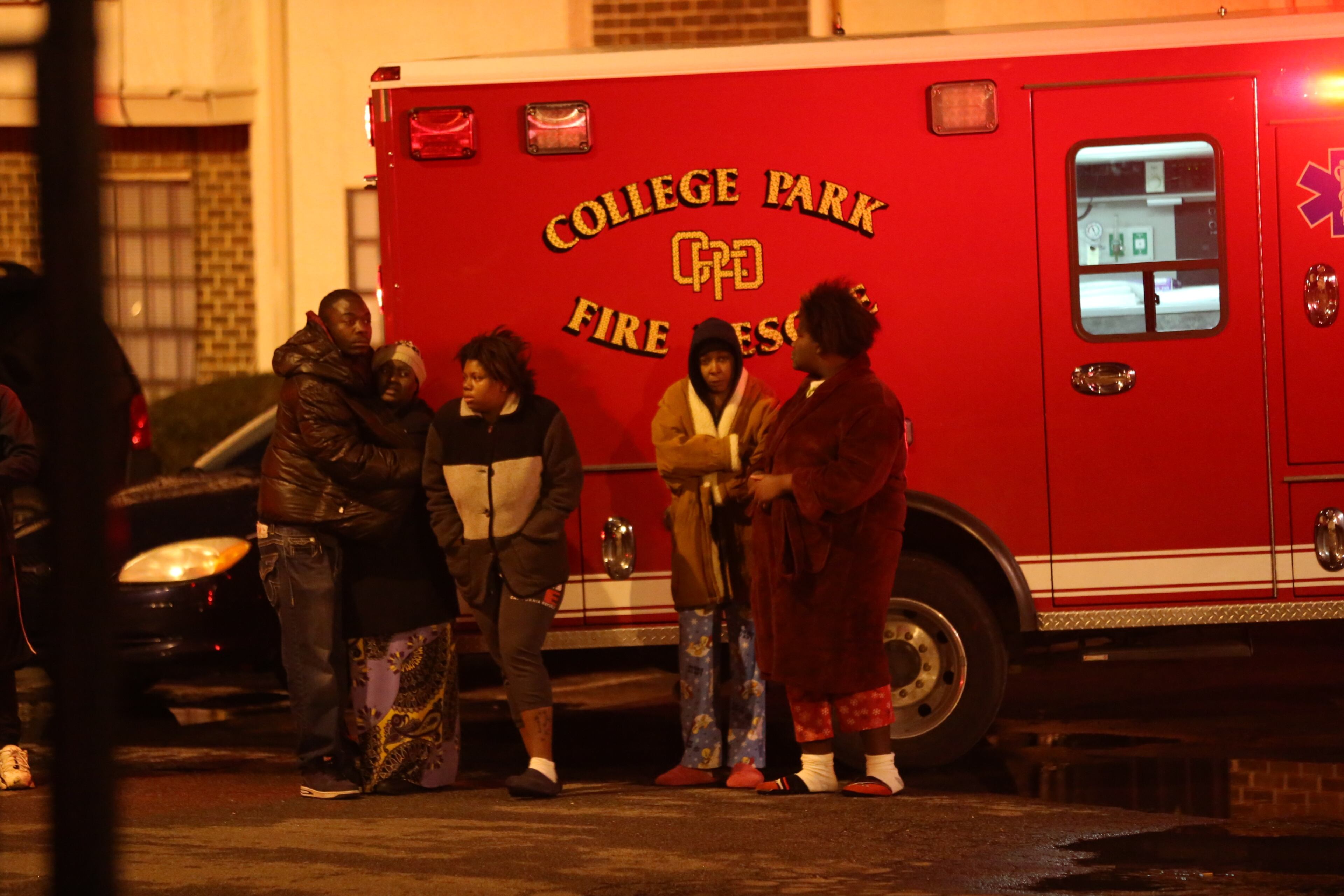 Firefighters in College Park worked Wednesday to douse a predawn apartment fire. The blaze broke out before 6 a.m. in the 4200 block of Godby Road, near the junction of I-85 and I-285. There were no immediate reports of injuries.