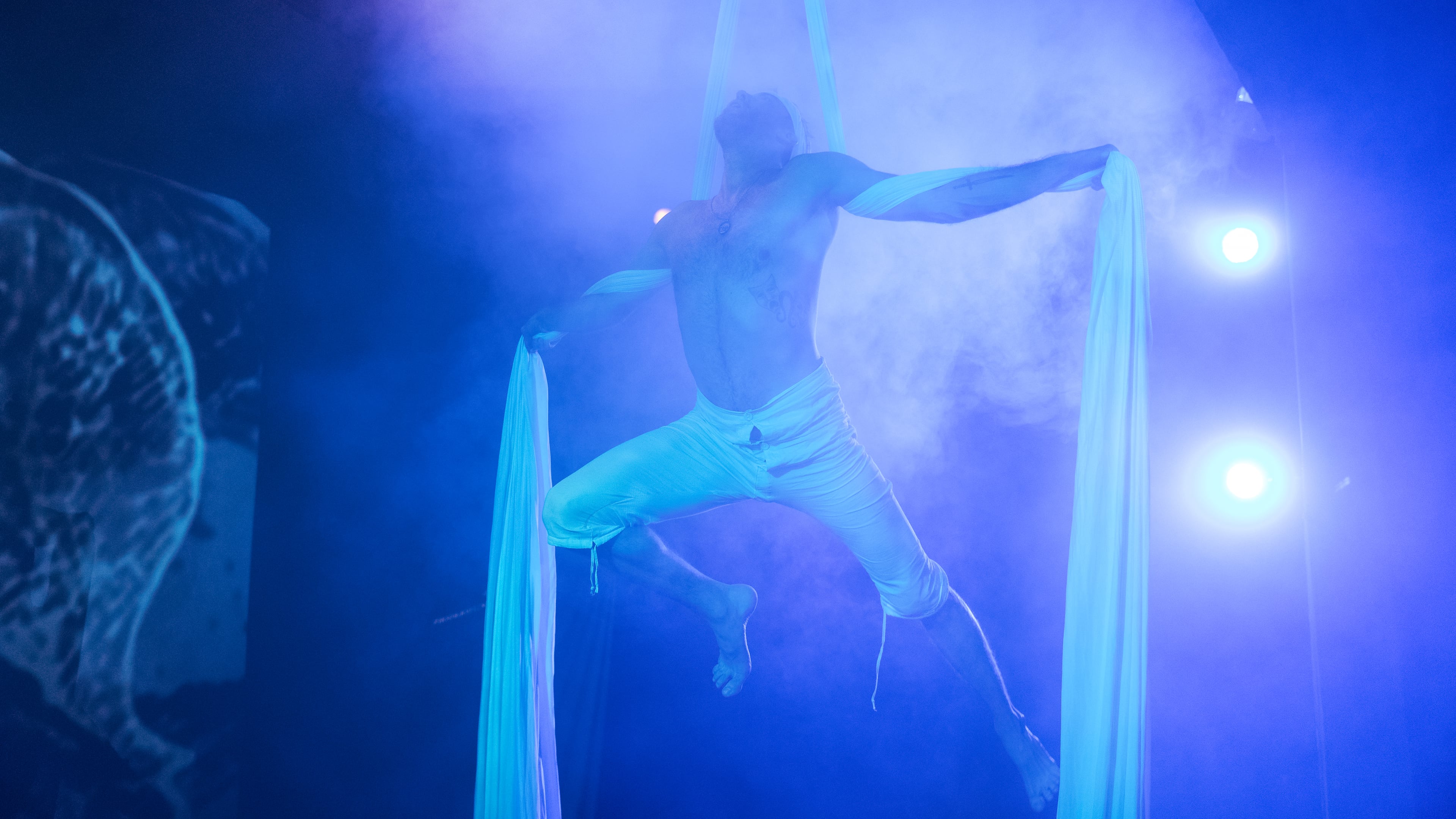 Kevin Roost portrays Lawrence Talbot, an American werewolf in London, in Havoc Movement's "Wolfman" at Windmill Arts in East Point. (Photo by Nicholas Tycho Reed)
